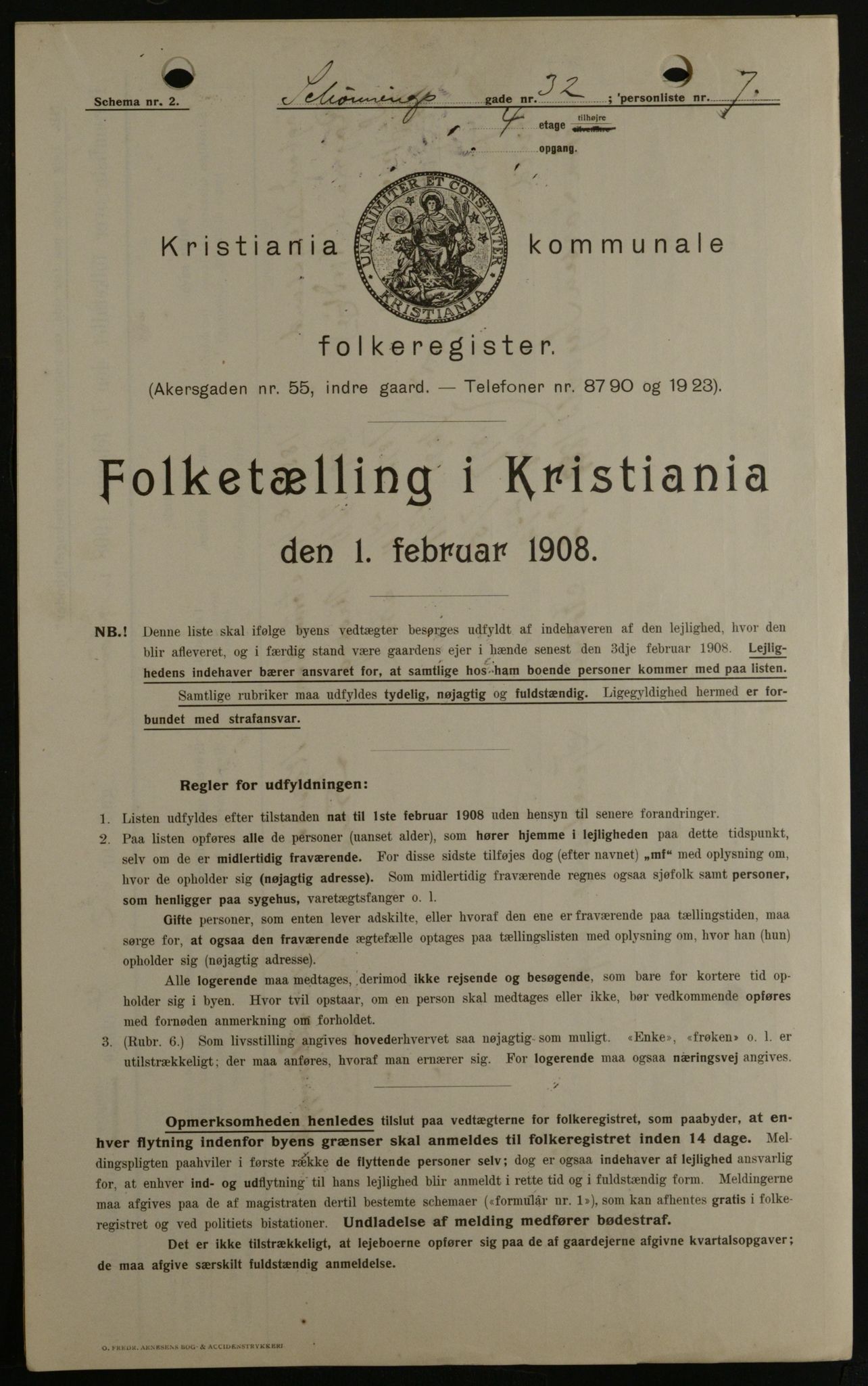 OBA, Municipal Census 1908 for Kristiania, 1908, p. 84376