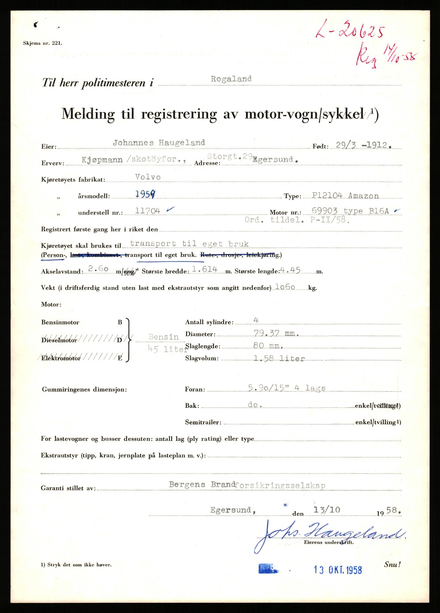 Stavanger trafikkstasjon, AV/SAST-A-101942/0/F/L0037: L-20500 - L-21499, 1930-1971, p. 447