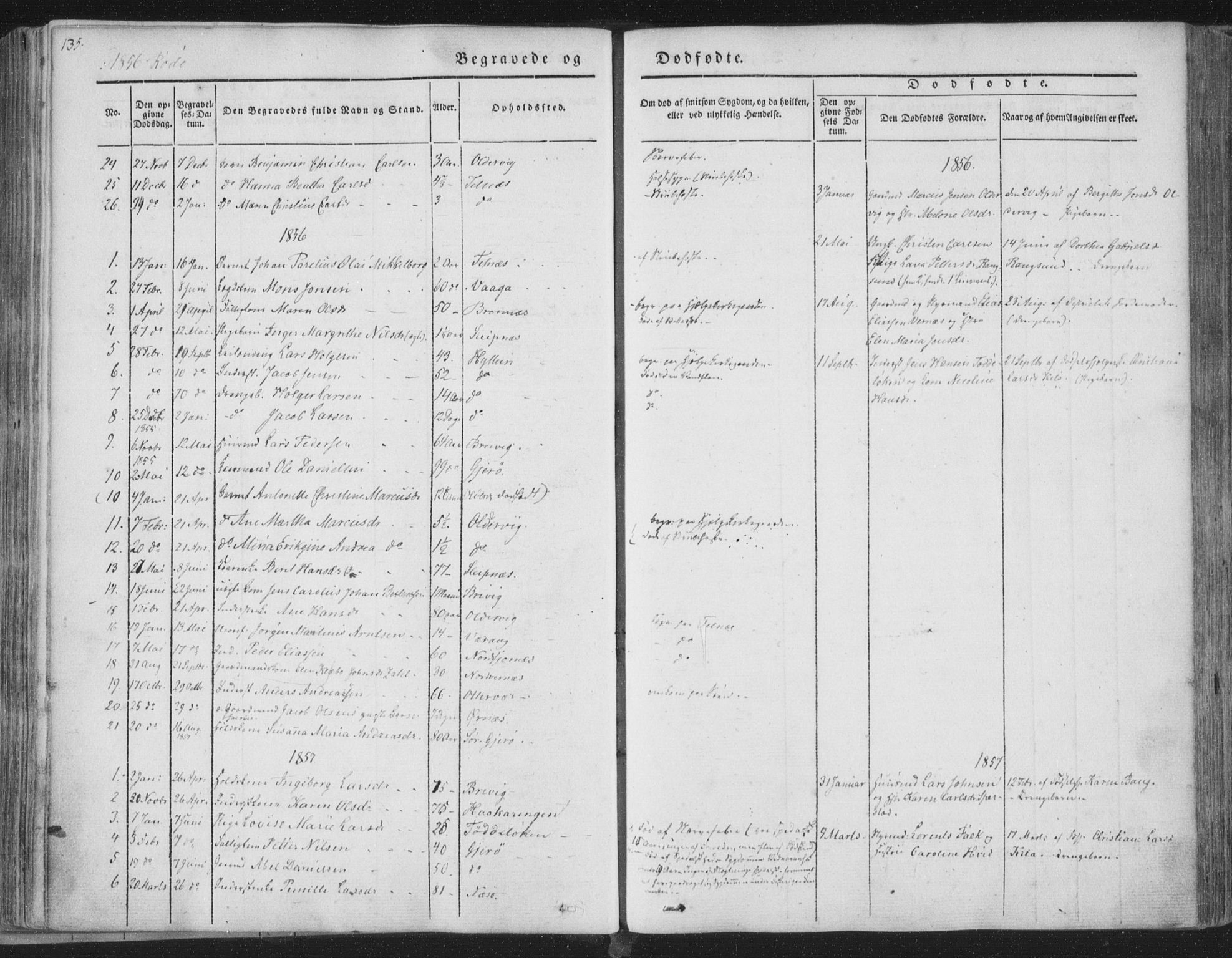 Ministerialprotokoller, klokkerbøker og fødselsregistre - Nordland, SAT/A-1459/841/L0604: Parish register (official) no. 841A09 /1, 1845-1862, p. 135