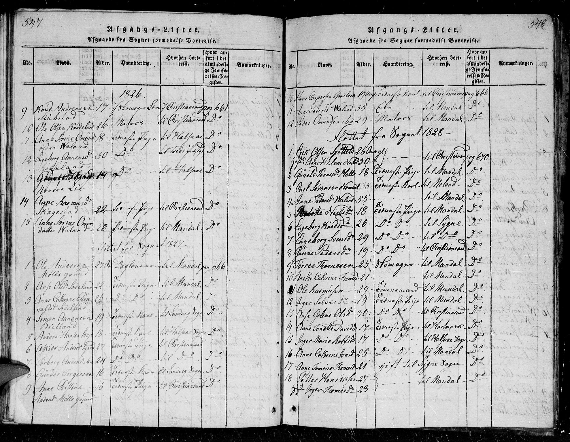 Holum sokneprestkontor, SAK/1111-0022/F/Fb/Fba/L0002: Parish register (copy) no. B 2, 1820-1849, p. 547-548