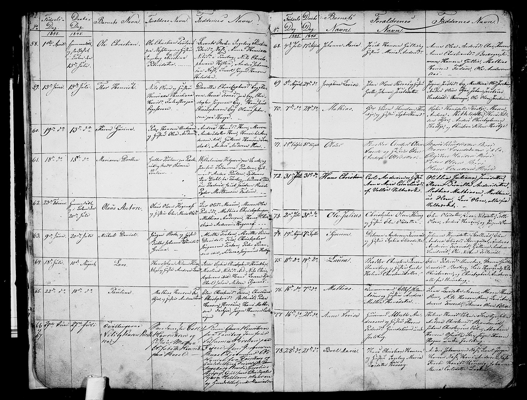 Sem kirkebøker, AV/SAKO-A-5/G/Ga/L0003: Parish register (copy) no. I 3, 1844-1855, p. 12-13