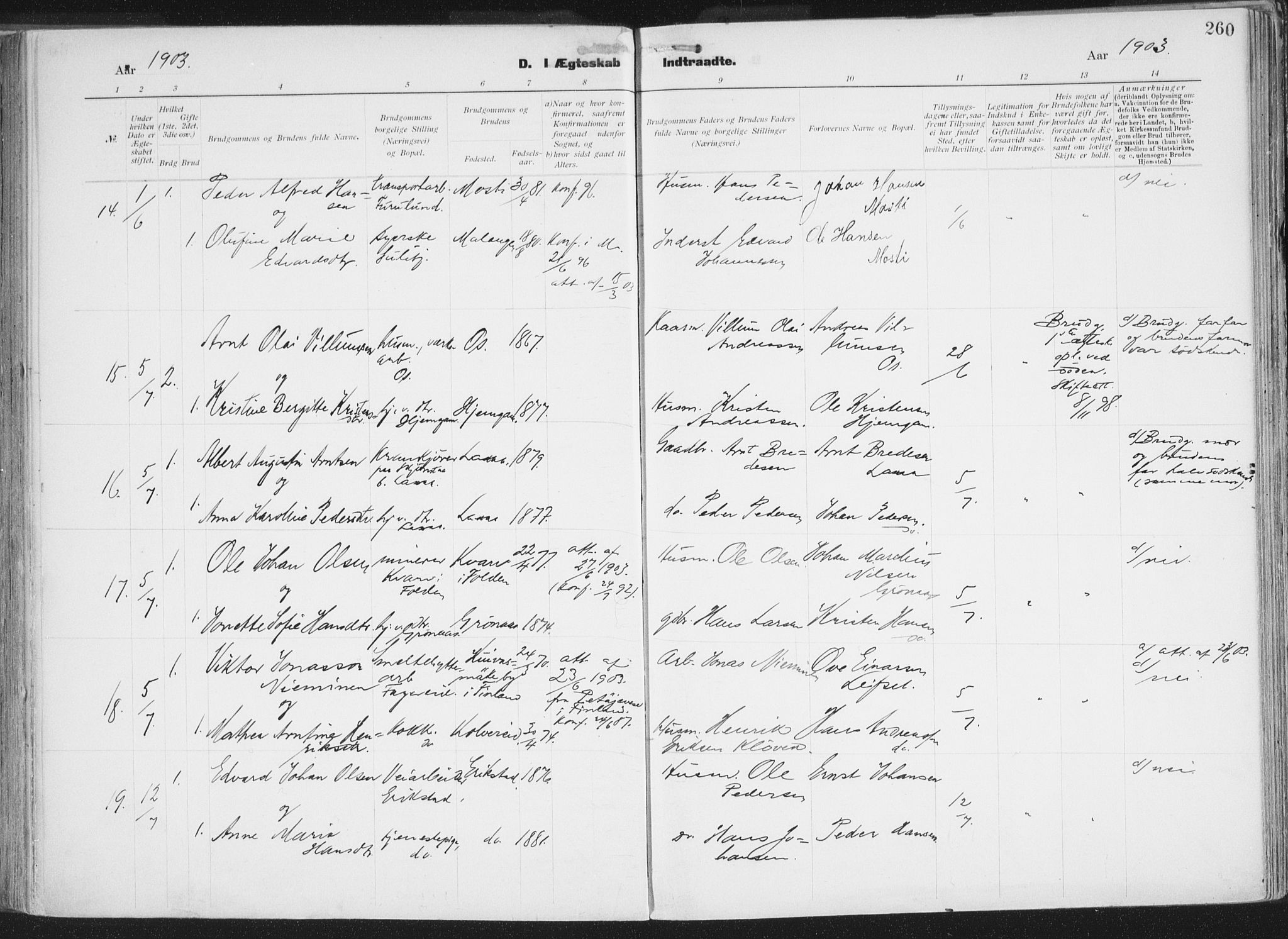 Ministerialprotokoller, klokkerbøker og fødselsregistre - Nordland, AV/SAT-A-1459/849/L0696: Parish register (official) no. 849A08, 1898-1910, p. 260