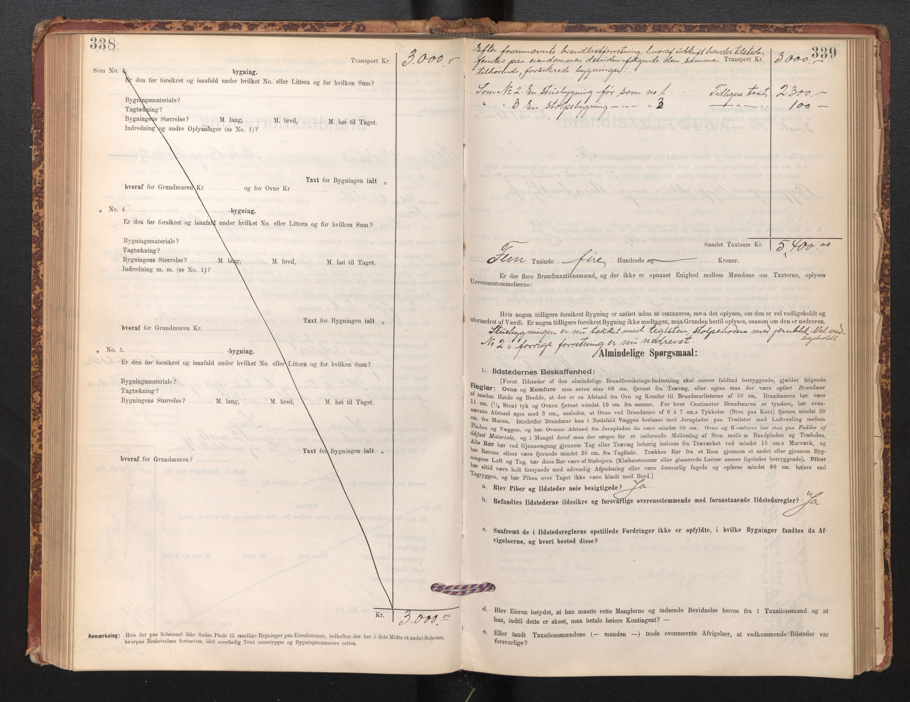 Lensmannen i Leikanger, AV/SAB-A-29201/0012/L0004: Branntakstprotokoll, skjematakst, 1894-1903, p. 338-339