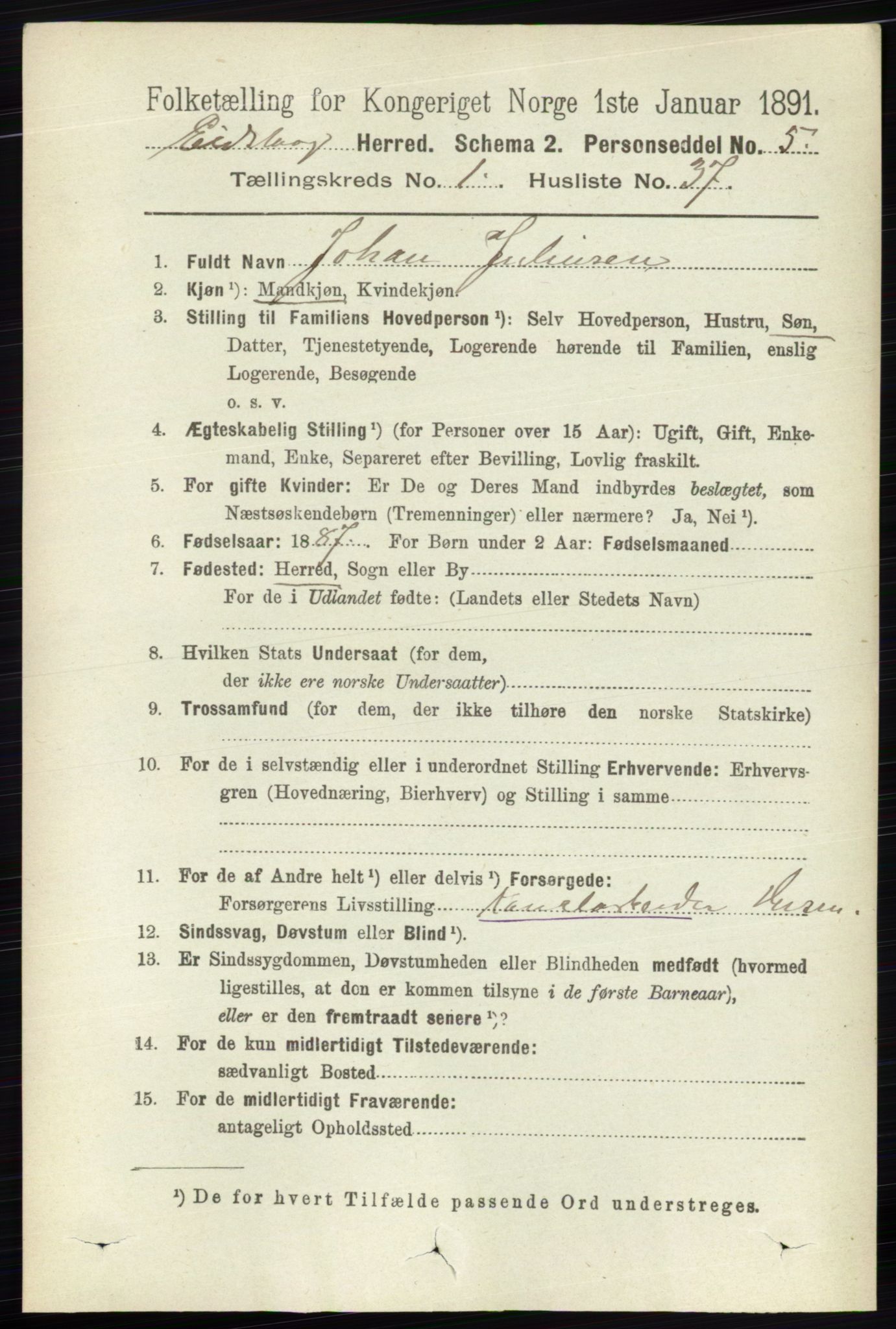 RA, 1891 census for 0420 Eidskog, 1891, p. 324