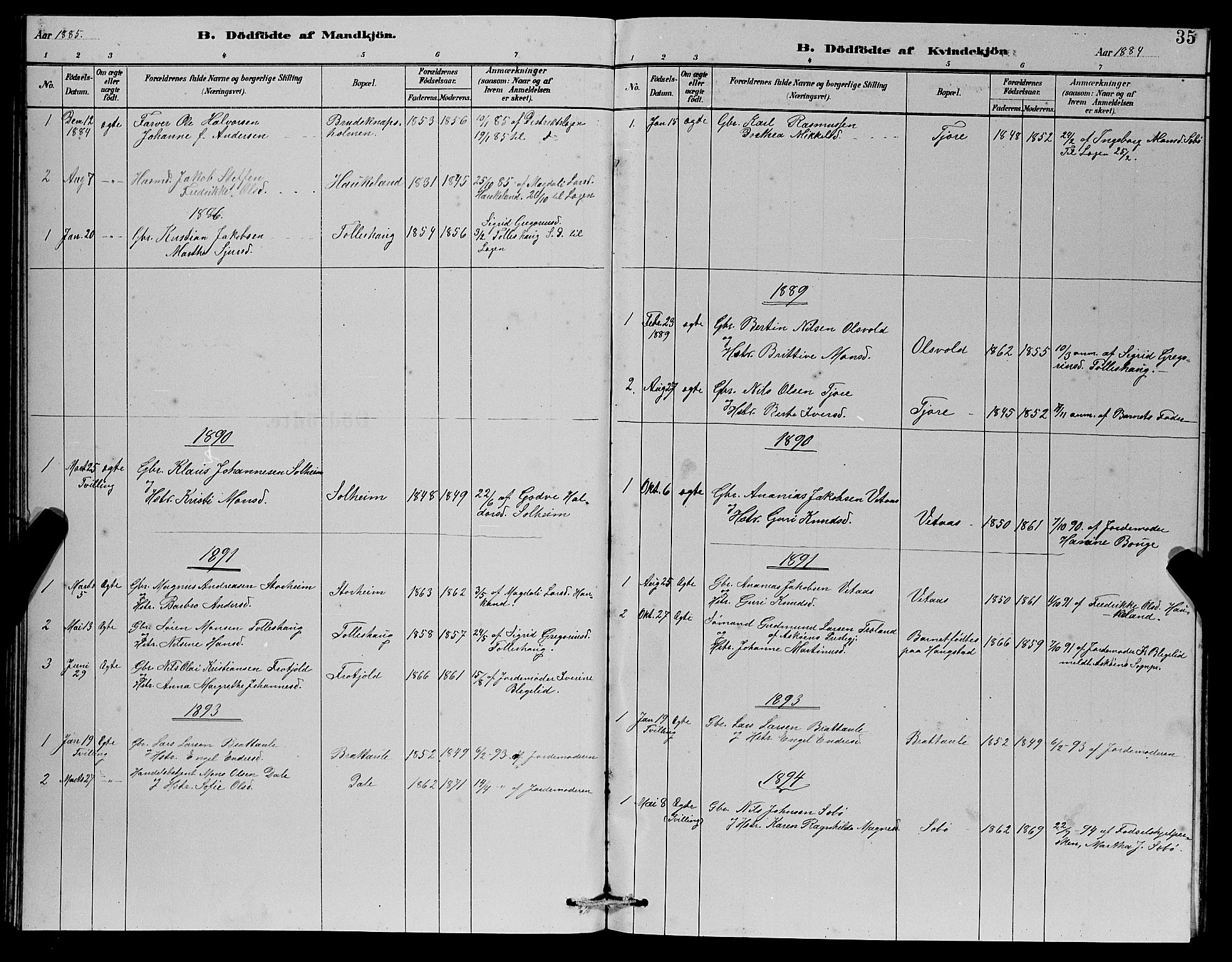 Manger sokneprestembete, SAB/A-76801/H/Hab: Parish register (copy) no. D 2, 1883-1894, p. 35