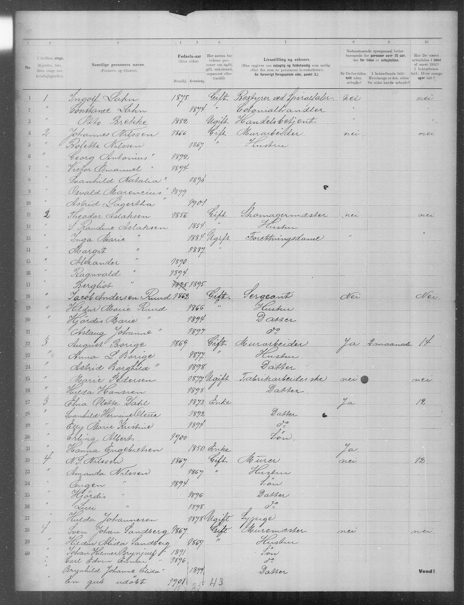 OBA, Municipal Census 1902 for Kristiania, 1902, p. 23009