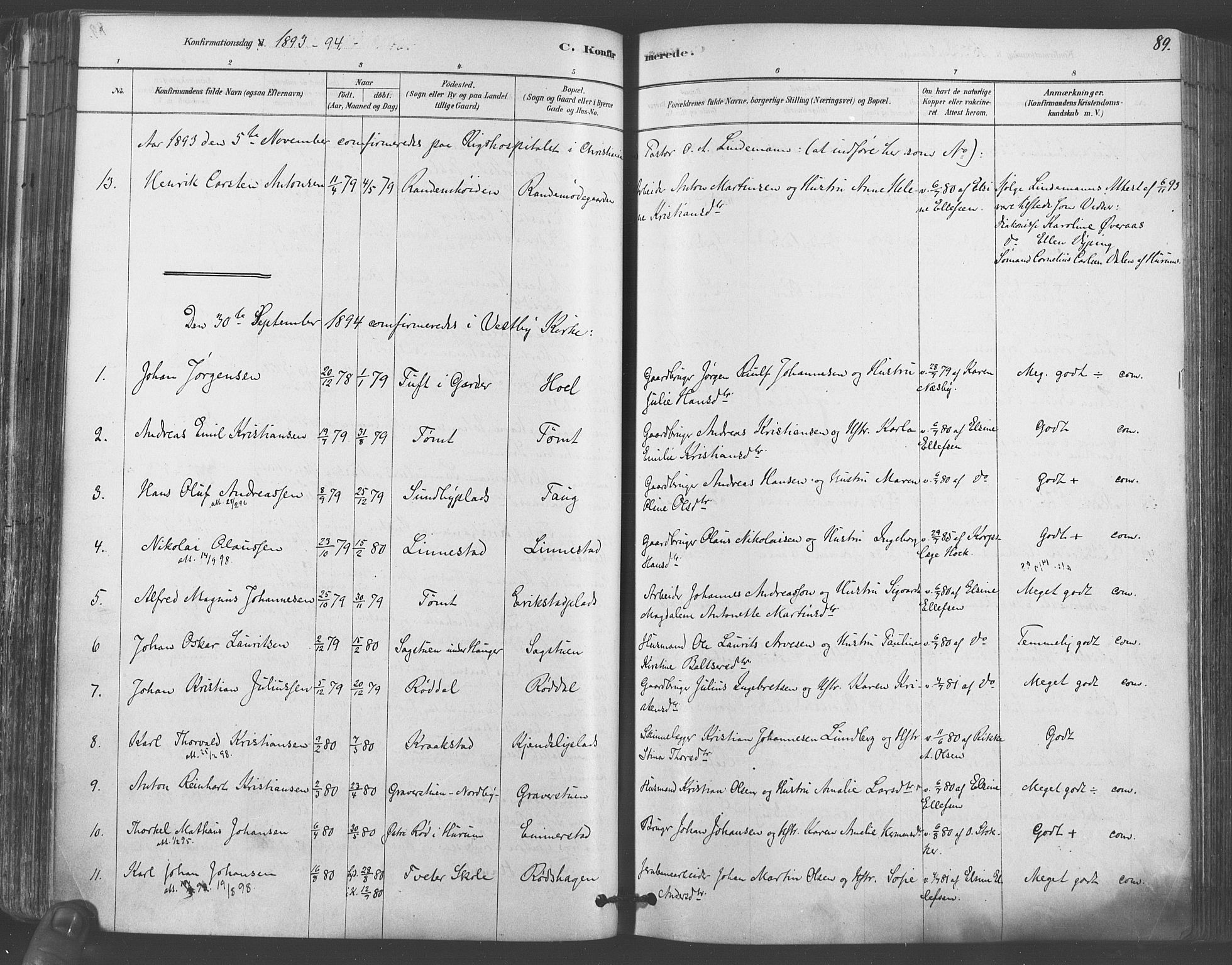 Vestby prestekontor Kirkebøker, AV/SAO-A-10893/F/Fa/L0009: Parish register (official) no. I 9, 1878-1900, p. 89