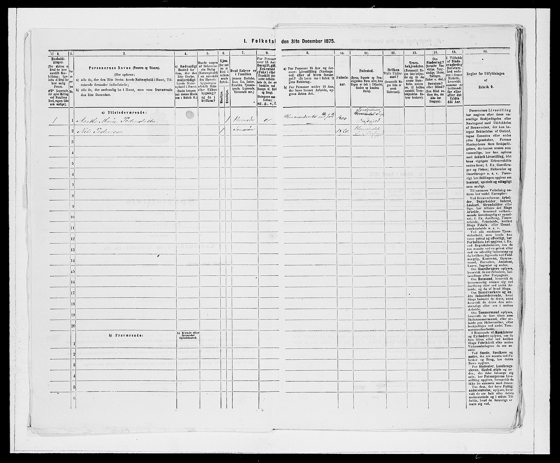 SAB, 1875 Census for 1444P Hornindal, 1875, p. 140