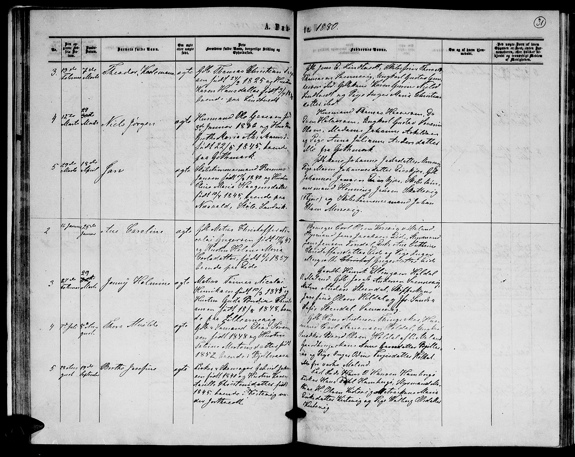 Hommedal sokneprestkontor, AV/SAK-1111-0023/F/Fb/Fba/L0003: Parish register (copy) no. B 3, 1863-1884, p. 31