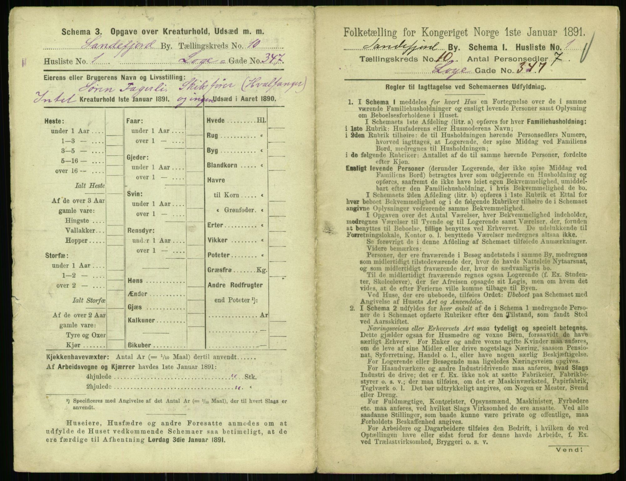 RA, 1891 census for 0706 Sandefjord, 1891, p. 981