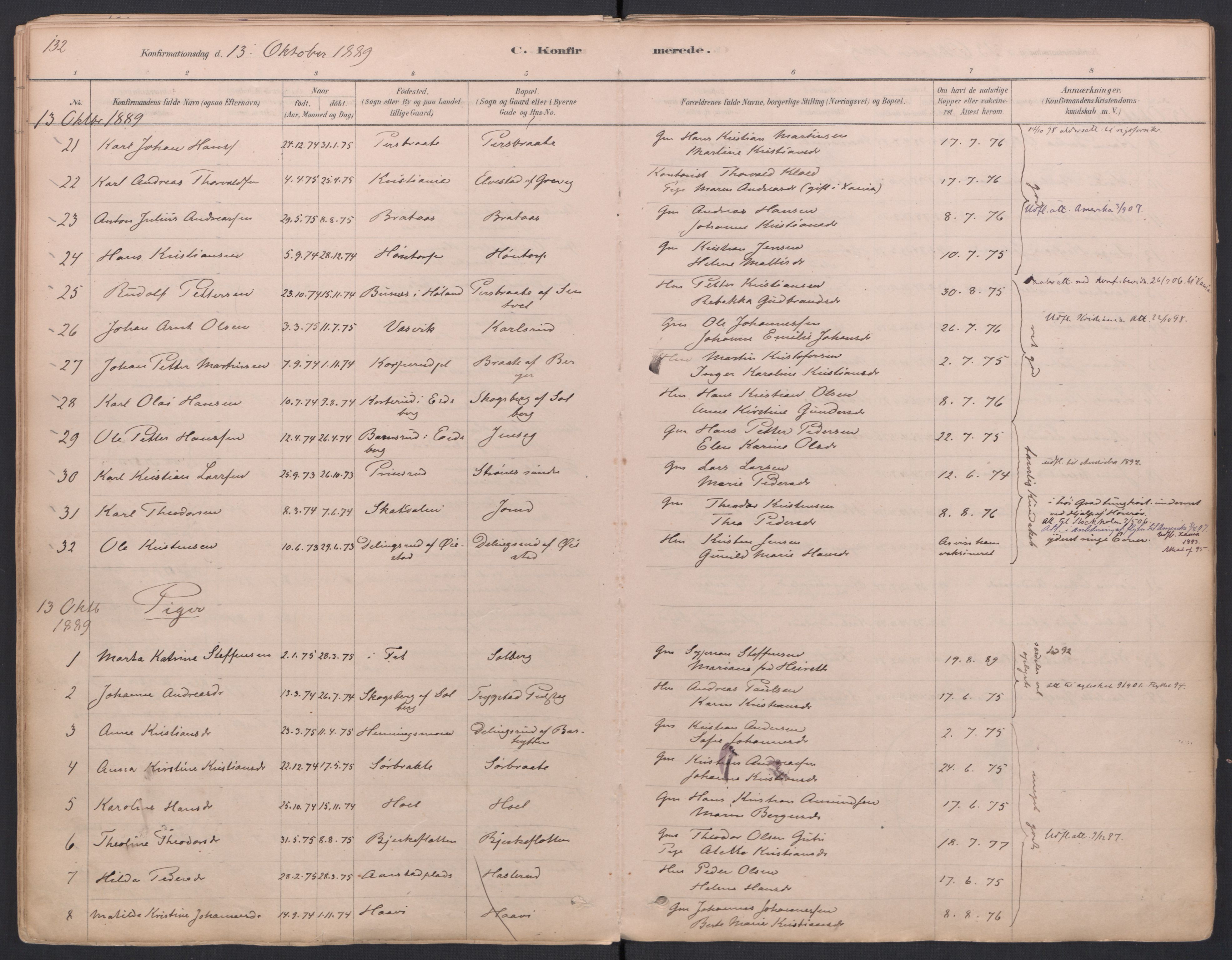 Trøgstad prestekontor Kirkebøker, SAO/A-10925/F/Fa/L0010: Parish register (official) no. I 10, 1878-1898, p. 132