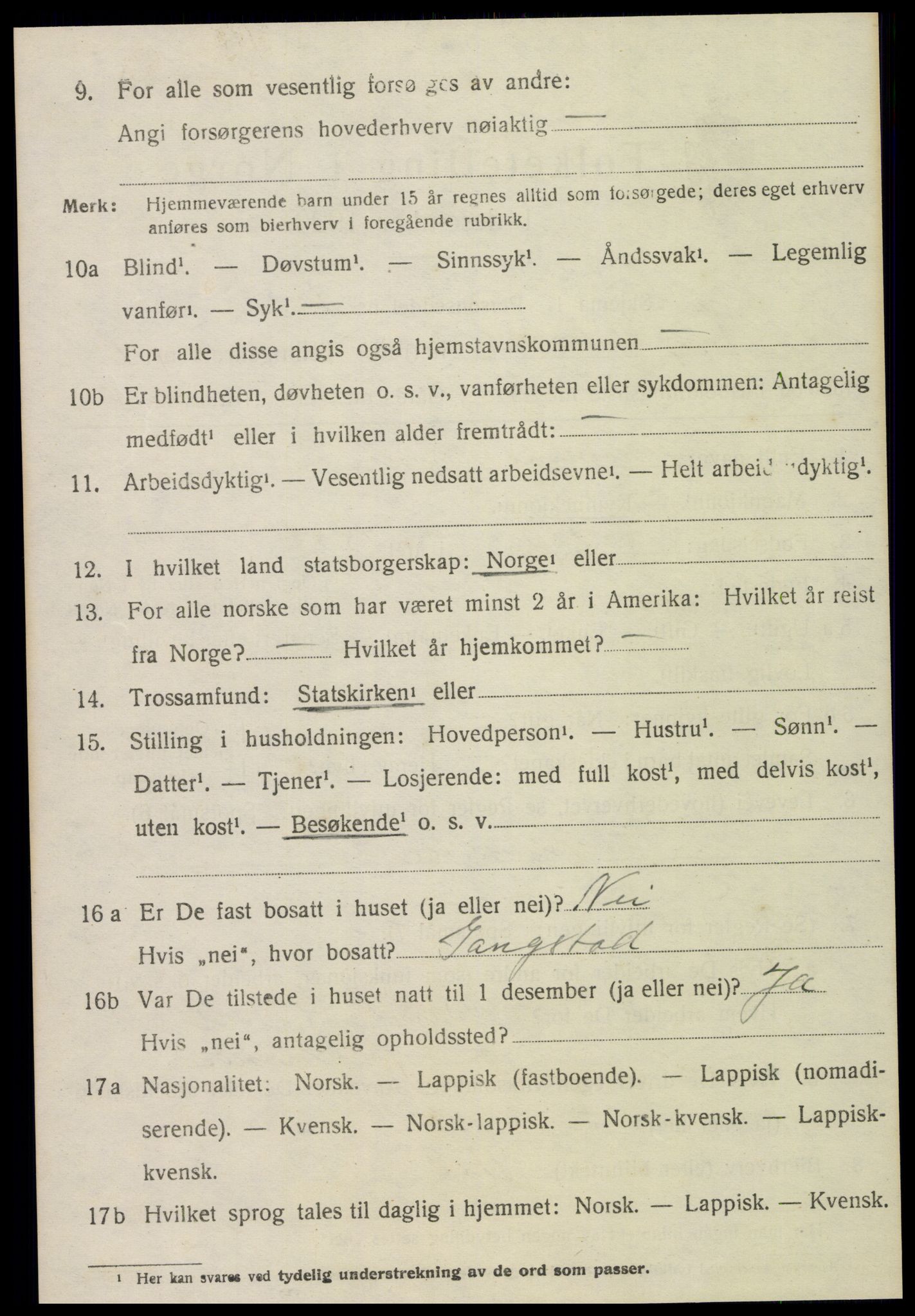 SAT, 1920 census for Leksvik, 1920, p. 1125