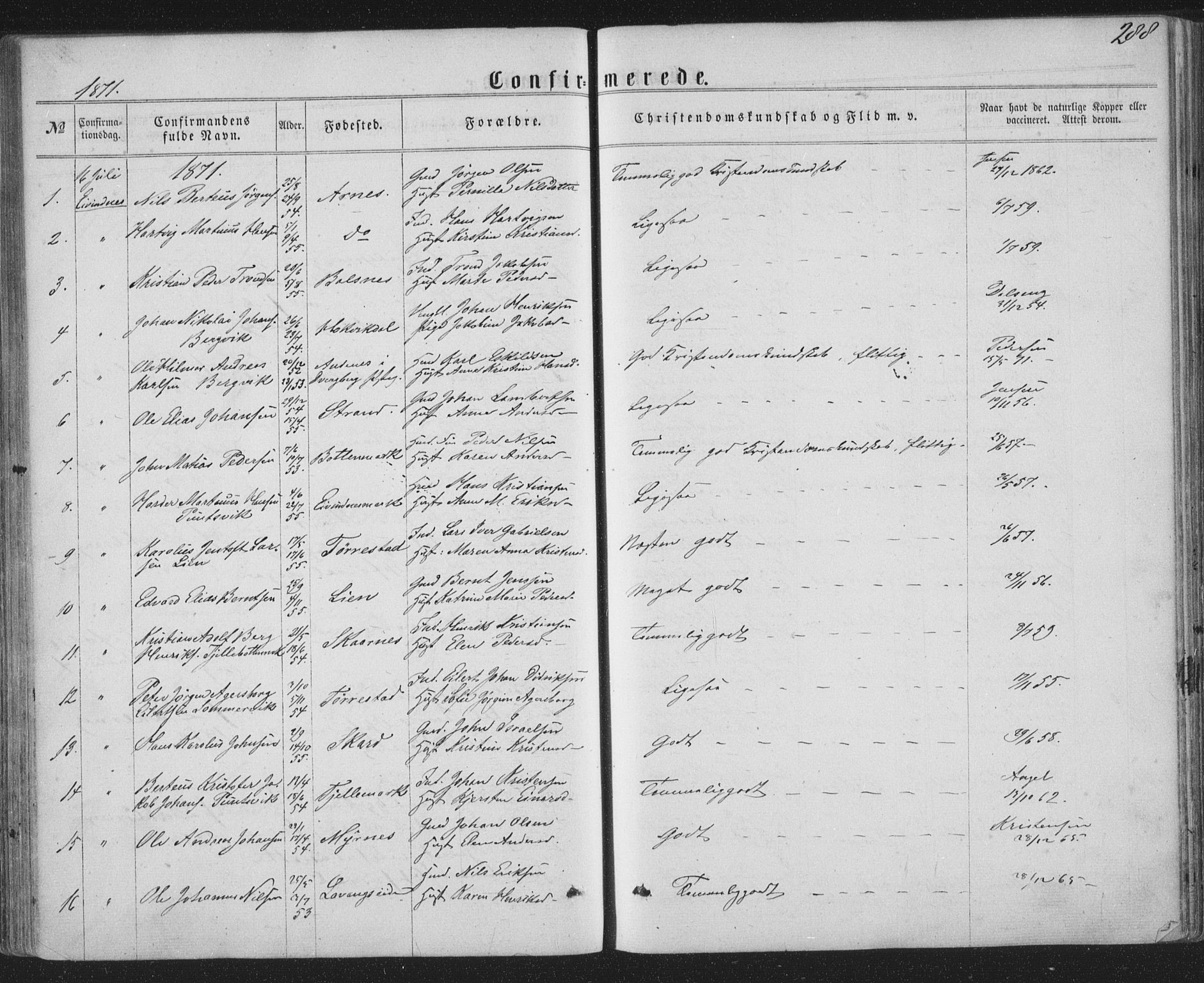 Ministerialprotokoller, klokkerbøker og fødselsregistre - Nordland, SAT/A-1459/863/L0896: Parish register (official) no. 863A08, 1861-1871, p. 288
