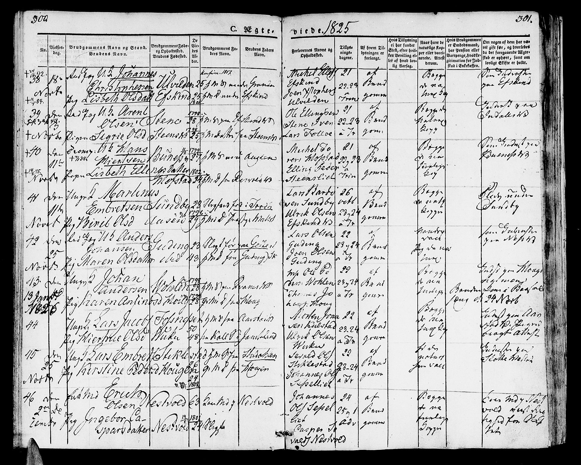 Ministerialprotokoller, klokkerbøker og fødselsregistre - Nord-Trøndelag, SAT/A-1458/723/L0237: Parish register (official) no. 723A06, 1822-1830, p. 300-301