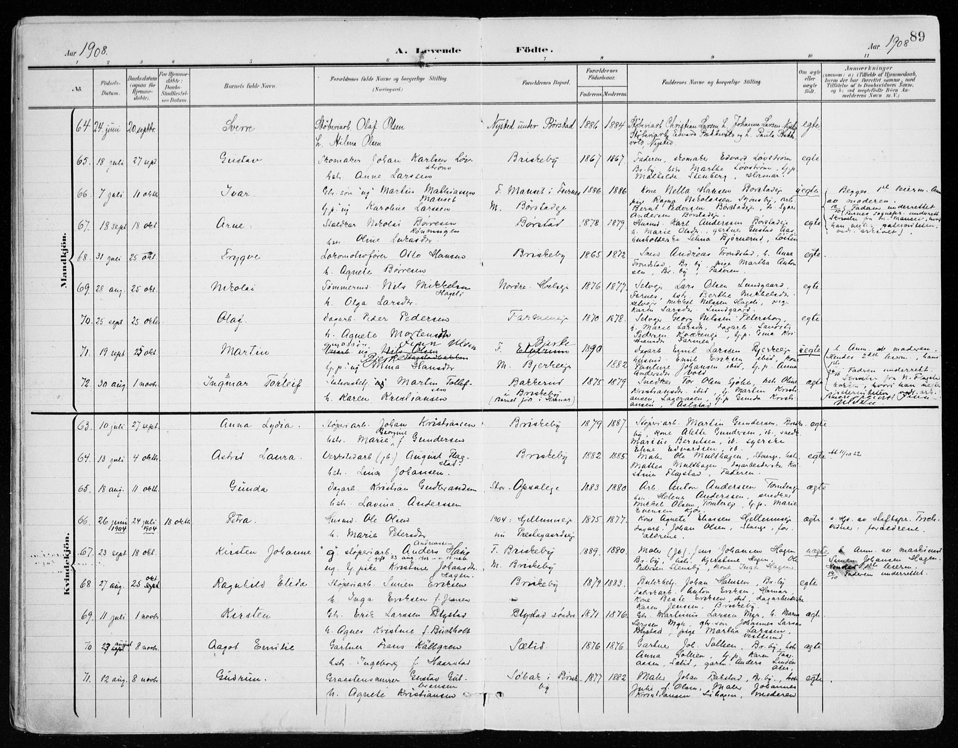 Vang prestekontor, Hedmark, AV/SAH-PREST-008/H/Ha/Haa/L0021: Parish register (official) no. 21, 1902-1917, p. 89