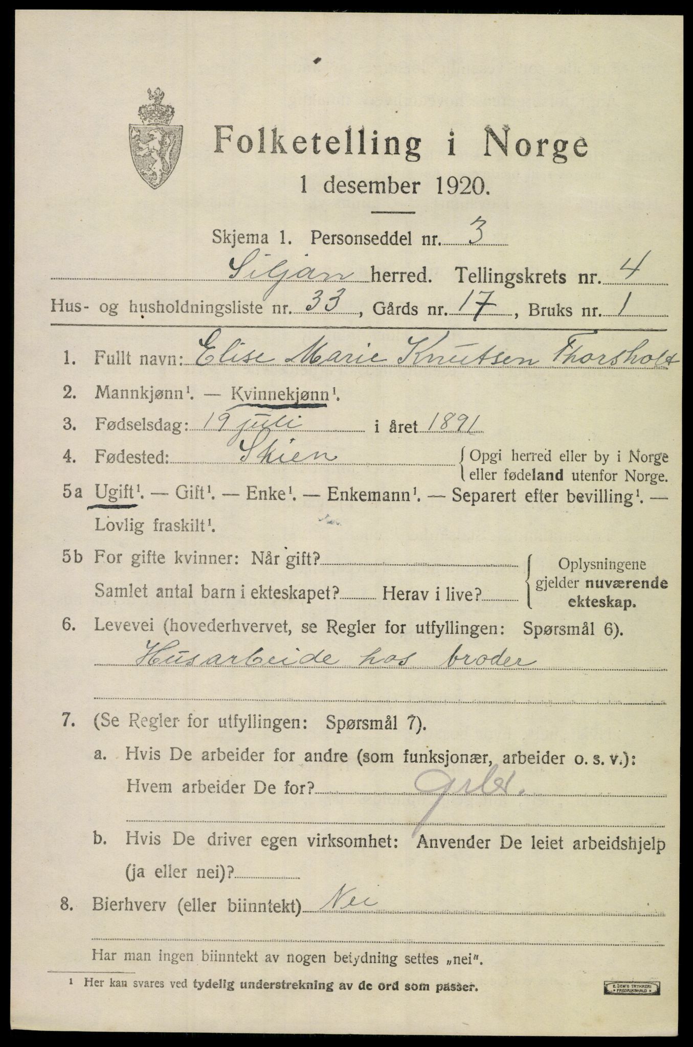 SAKO, 1920 census for Siljan, 1920, p. 2367