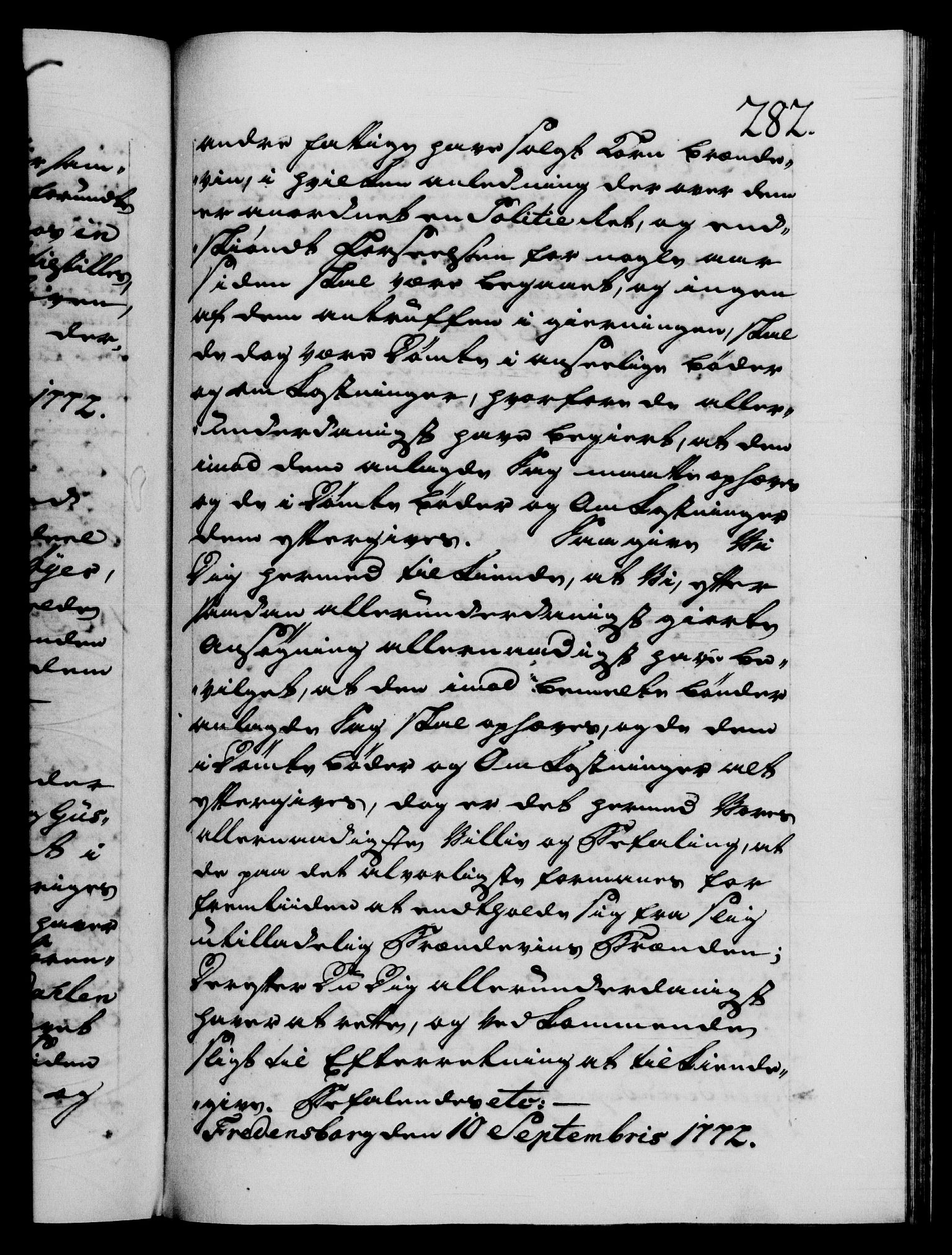 Danske Kanselli 1572-1799, AV/RA-EA-3023/F/Fc/Fca/Fcab/L0040: Norske tegnelser "Norske eller 3. depts. missiver", 1771-1773, p. 282a
