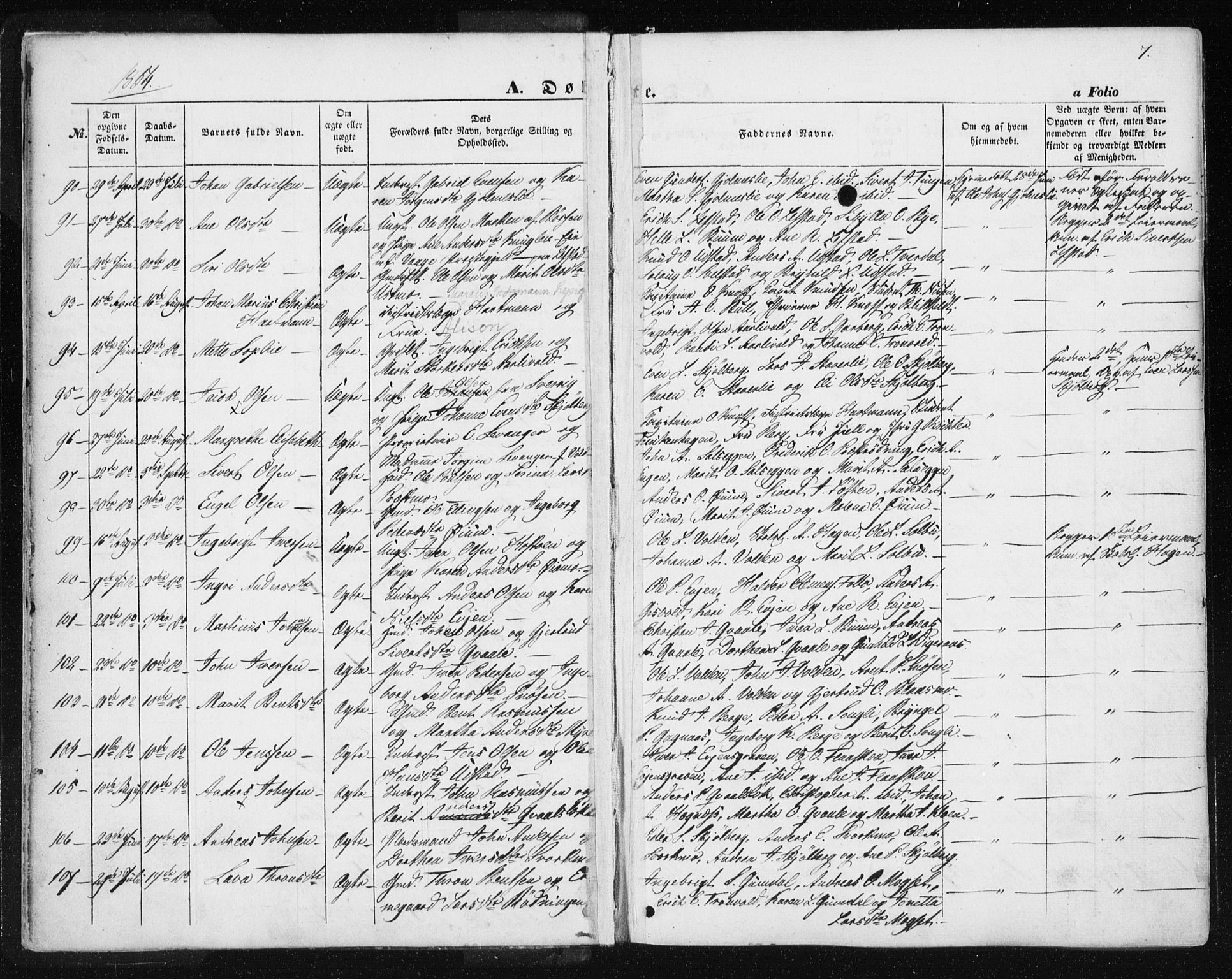 Ministerialprotokoller, klokkerbøker og fødselsregistre - Sør-Trøndelag, SAT/A-1456/668/L0806: Parish register (official) no. 668A06, 1854-1869, p. 7