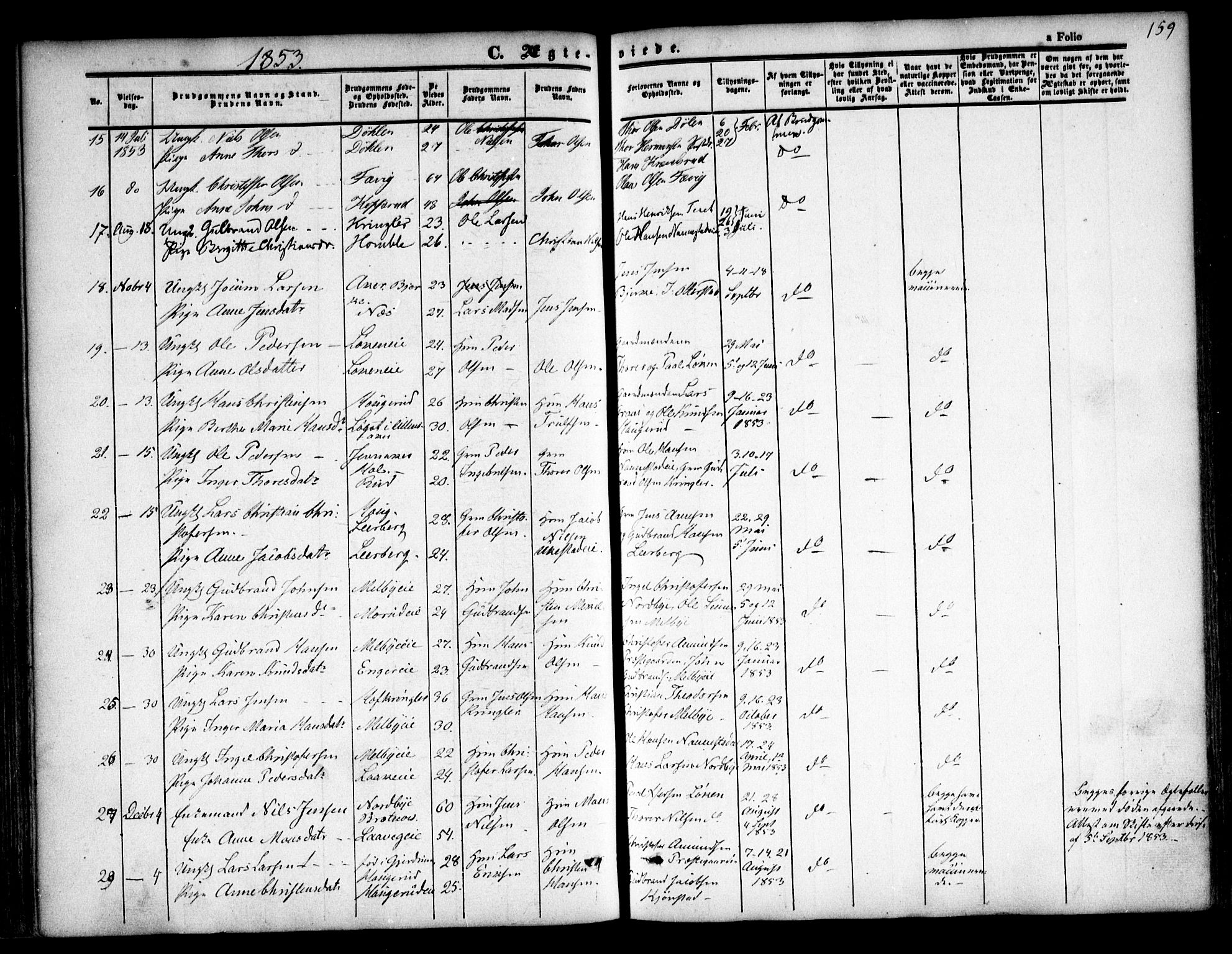 Nannestad prestekontor Kirkebøker, SAO/A-10414a/F/Fa/L0011: Parish register (official) no. I 11, 1850-1859, p. 159