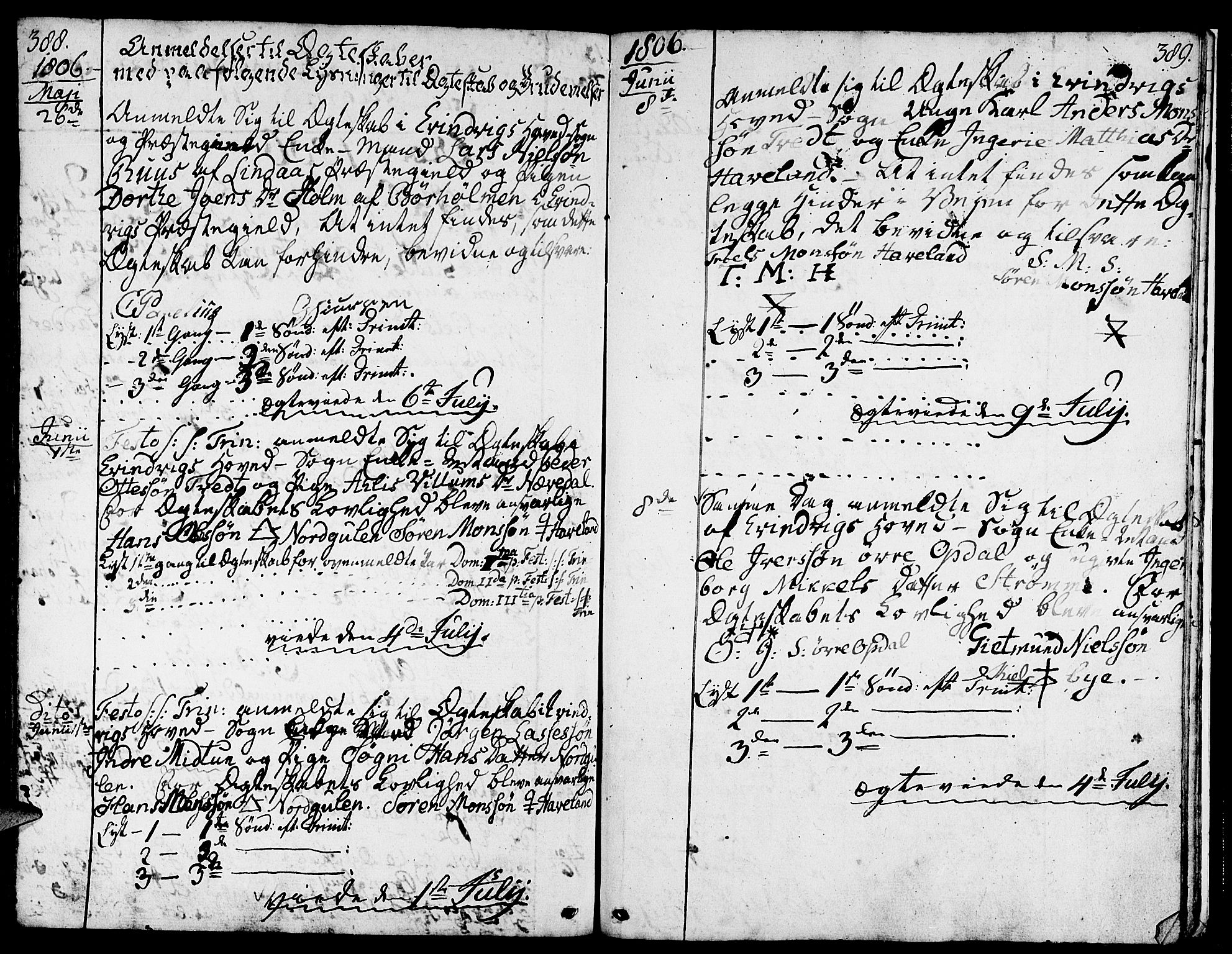 Gulen sokneprestembete, SAB/A-80201/H/Haa/Haaa/L0016: Parish register (official) no. A 16, 1798-1808, p. 388-389