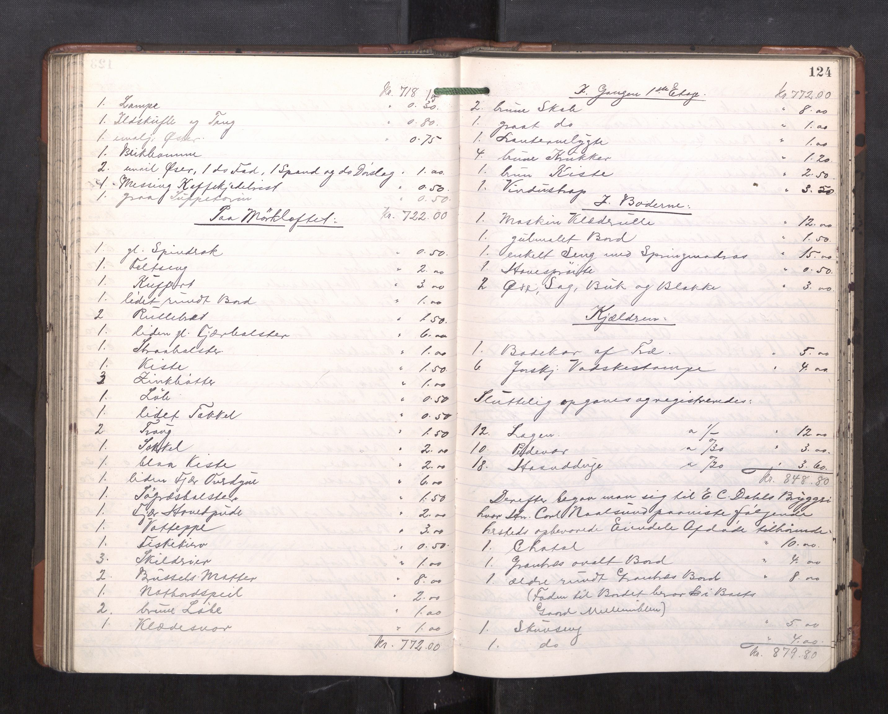Trondheim byfogd, AV/SAT-A-0003/1/3/3C/L0023: Skifteregistreringsprotokoll - 11/2-15/5. (u/ register), 1905-1907, p. 124