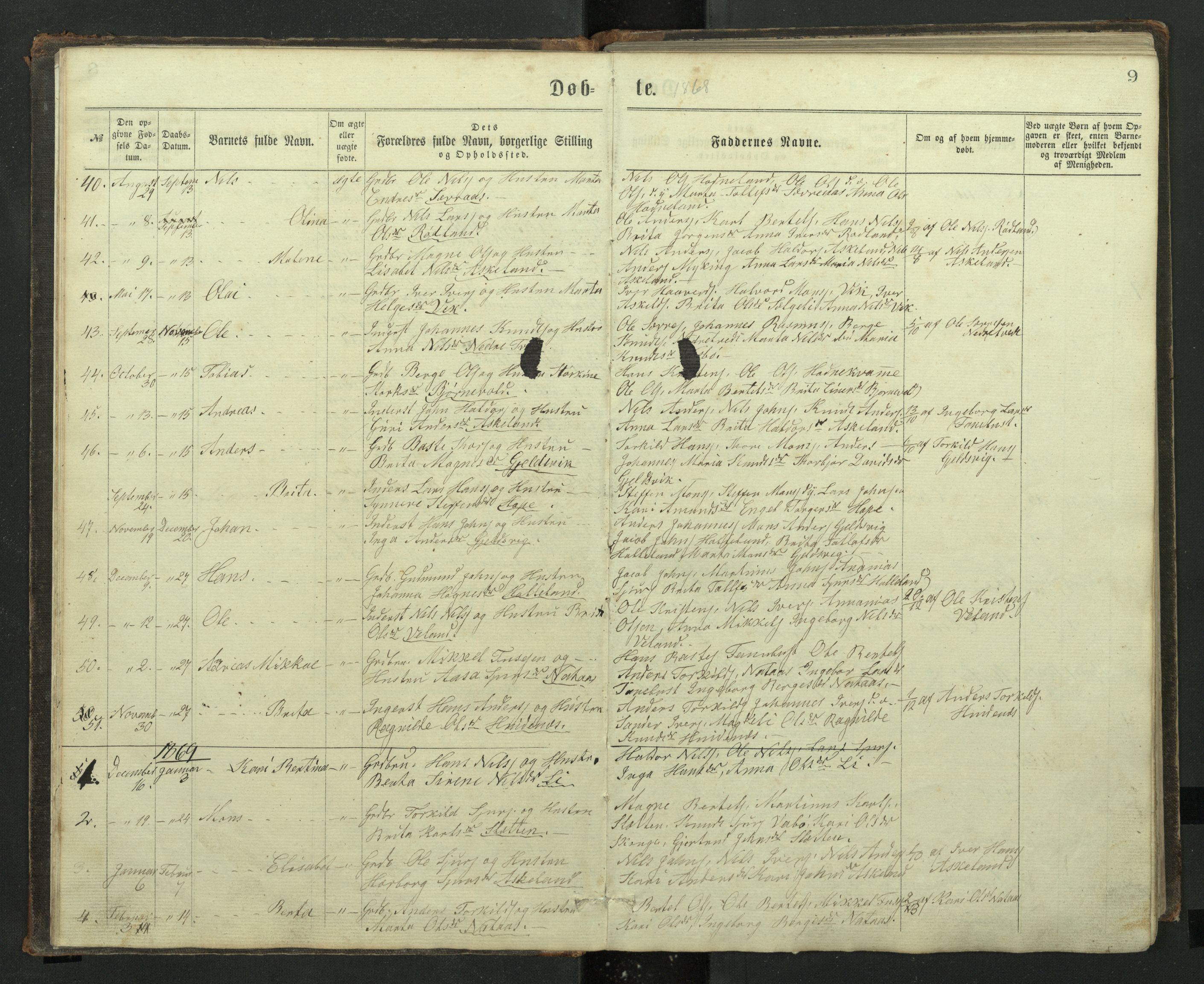 Lindås Sokneprestembete, AV/SAB-A-76701/H/Hab/Habe/L0002: Parish register (copy) no. E 2, 1867-1892, p. 8b-9a
