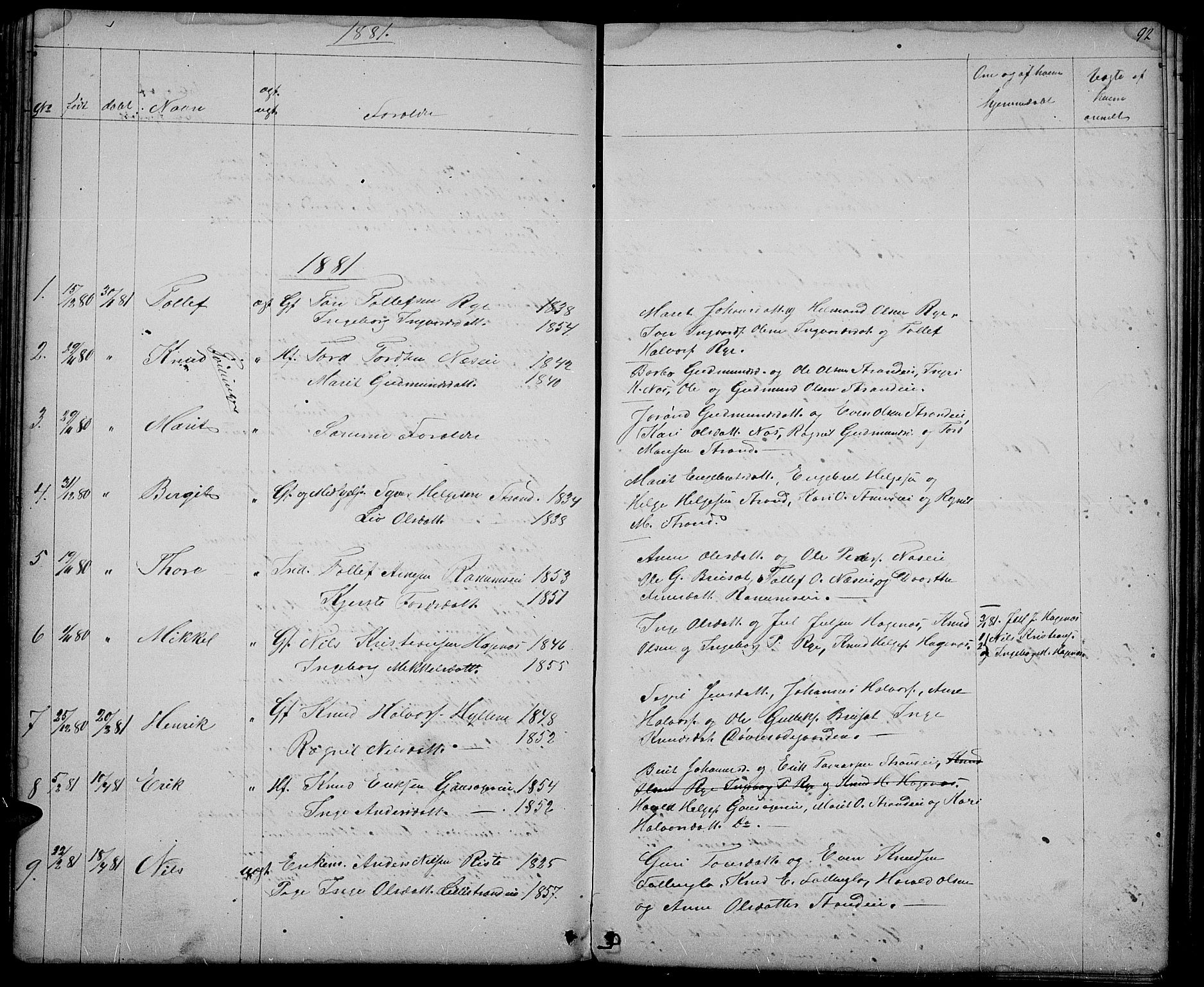 Nord-Aurdal prestekontor, SAH/PREST-132/H/Ha/Hab/L0003: Parish register (copy) no. 3, 1842-1882, p. 92