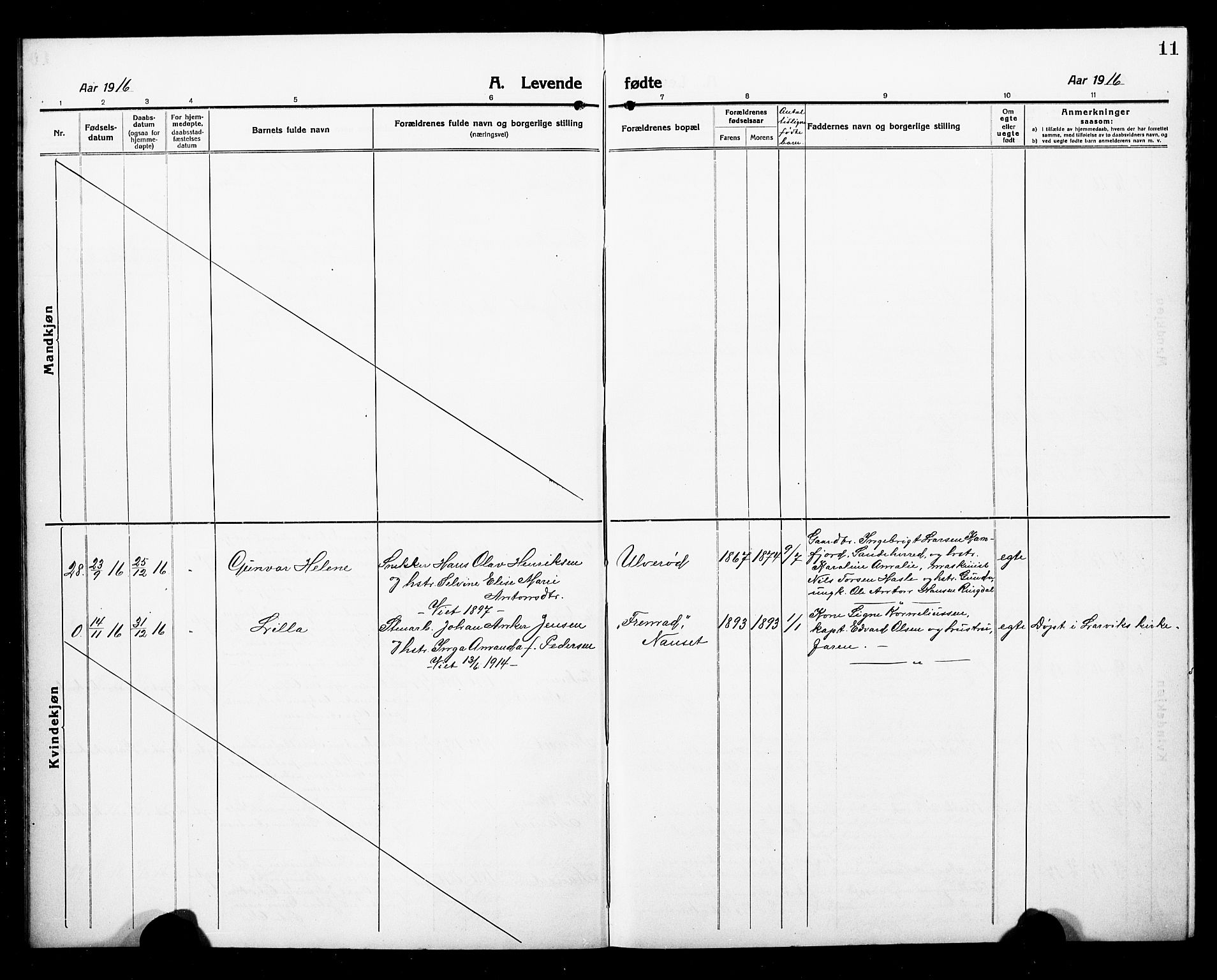 Hedrum kirkebøker, AV/SAKO-A-344/G/Ga/L0005: Parish register (copy) no. I 5, 1916-1930, p. 11