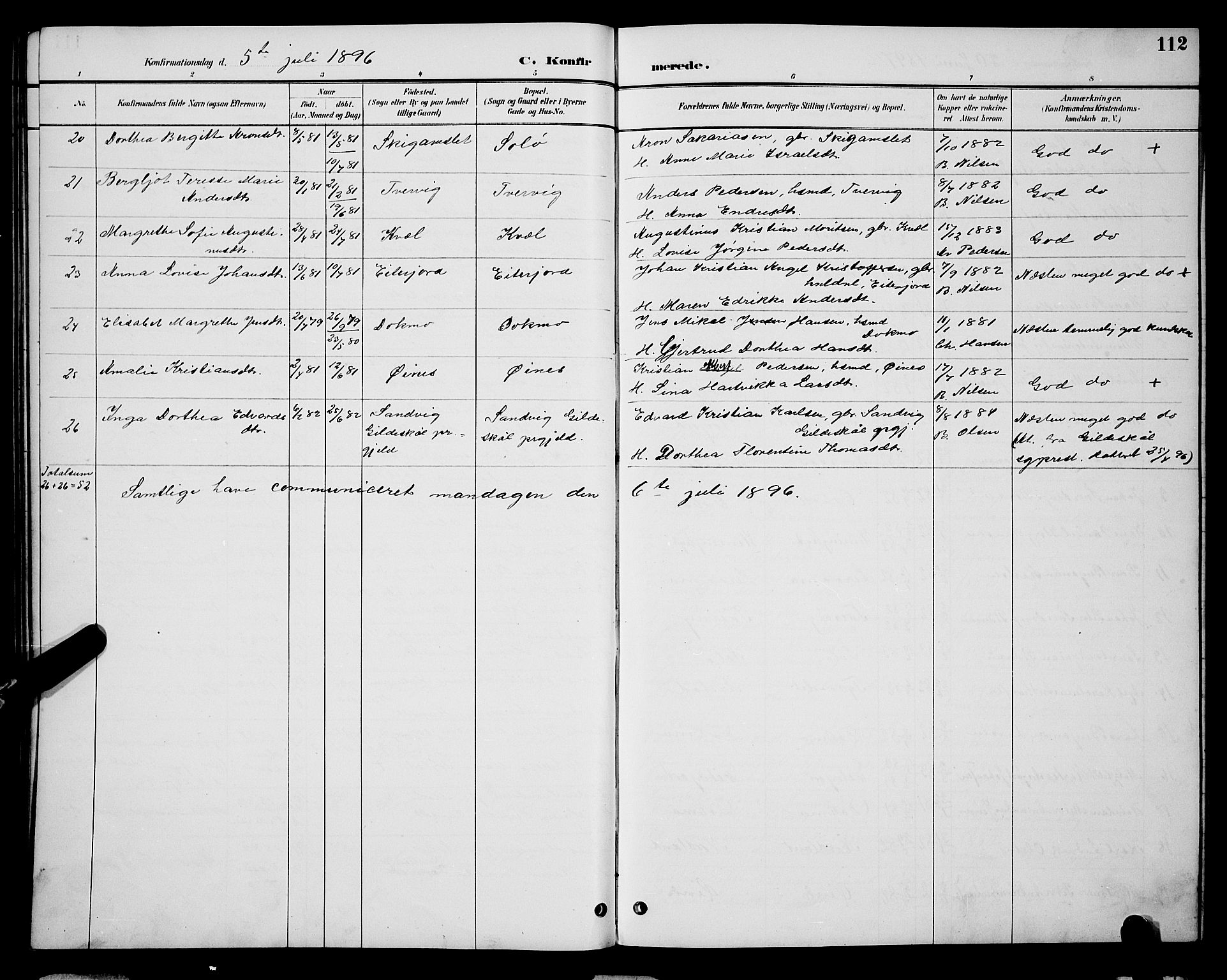 Ministerialprotokoller, klokkerbøker og fødselsregistre - Nordland, SAT/A-1459/846/L0654: Parish register (copy) no. 846C04, 1887-1901, p. 112