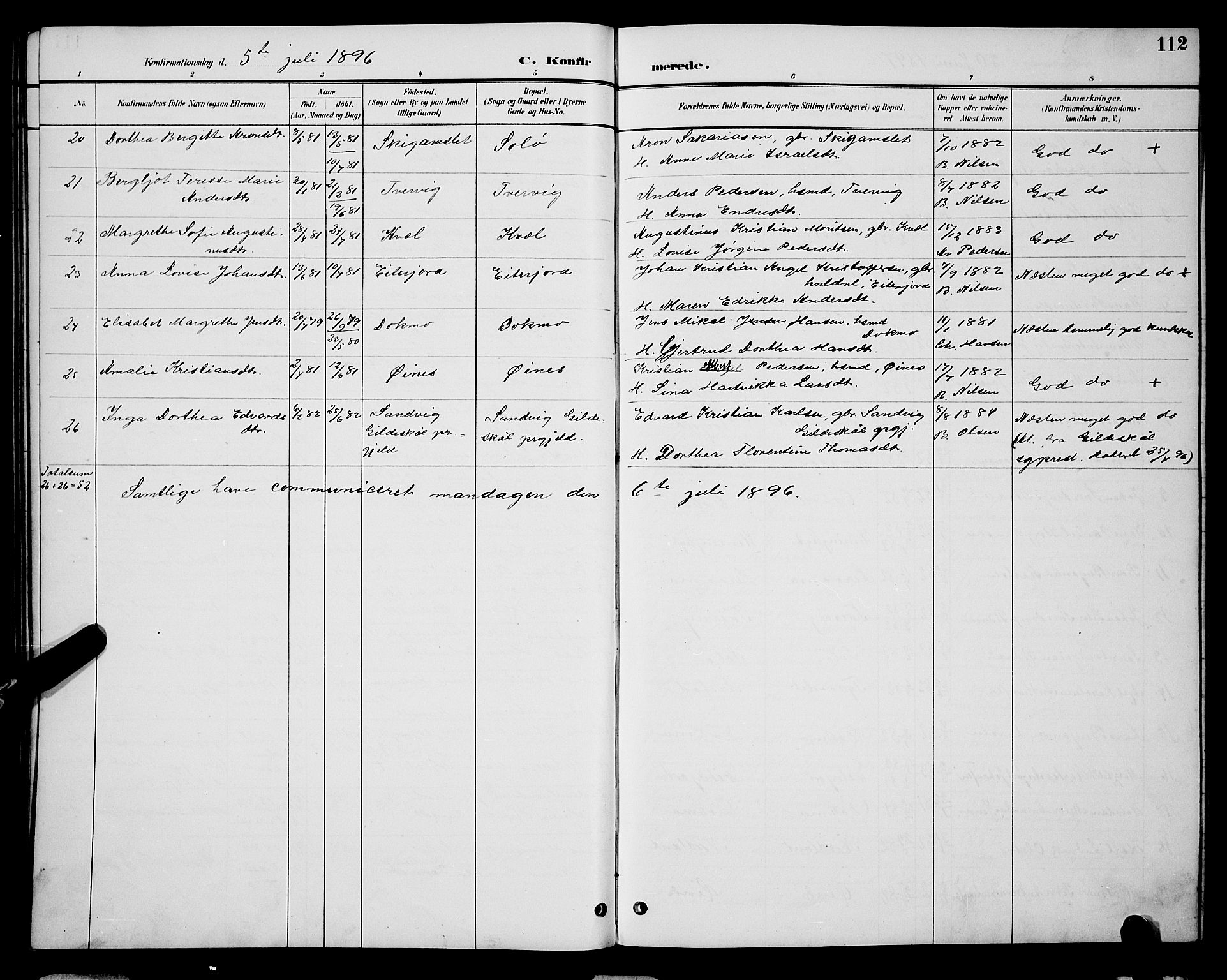 Ministerialprotokoller, klokkerbøker og fødselsregistre - Nordland, AV/SAT-A-1459/846/L0654: Parish register (copy) no. 846C04, 1887-1901, p. 112