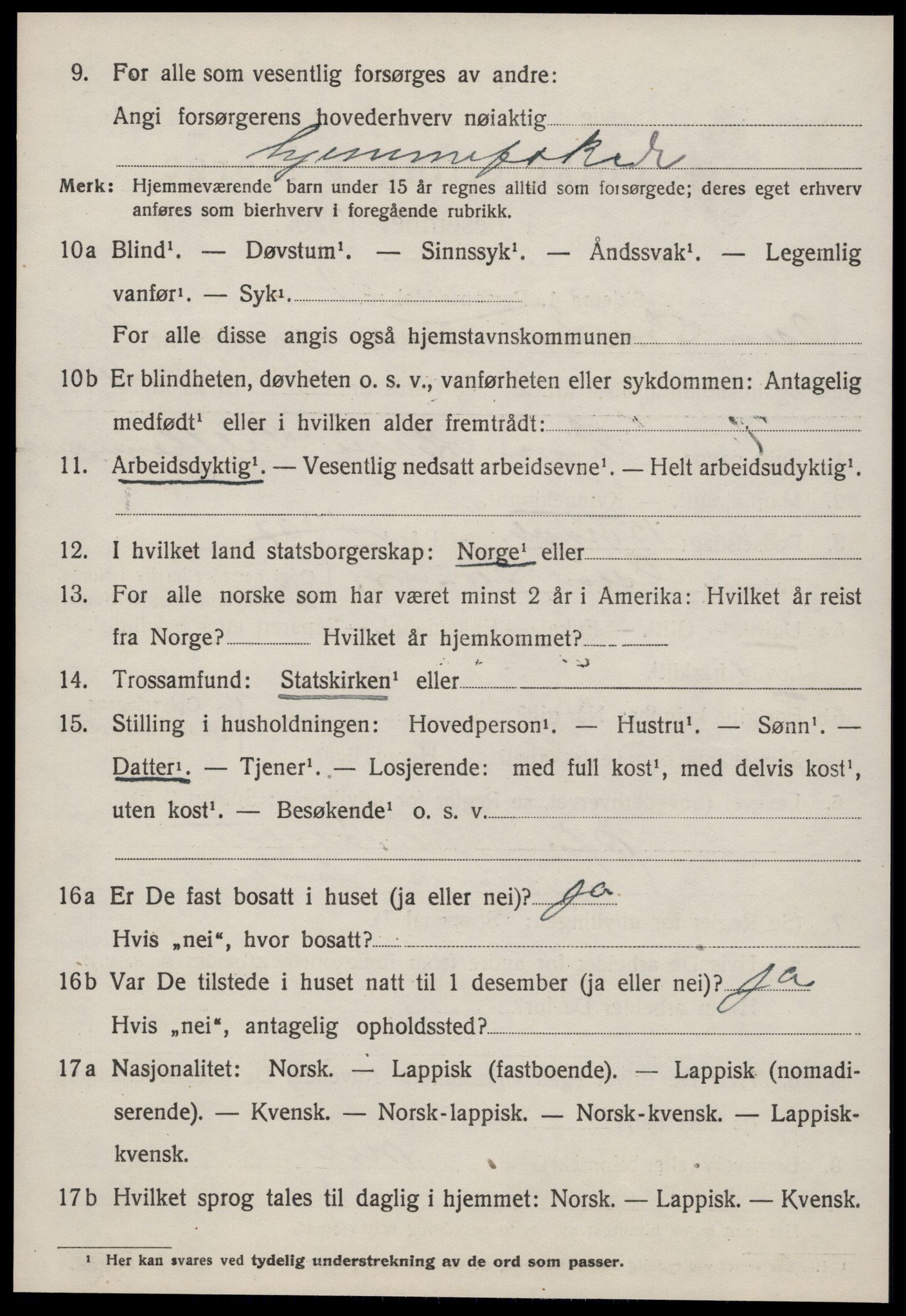 SAT, 1920 census for Osen, 1920, p. 1570