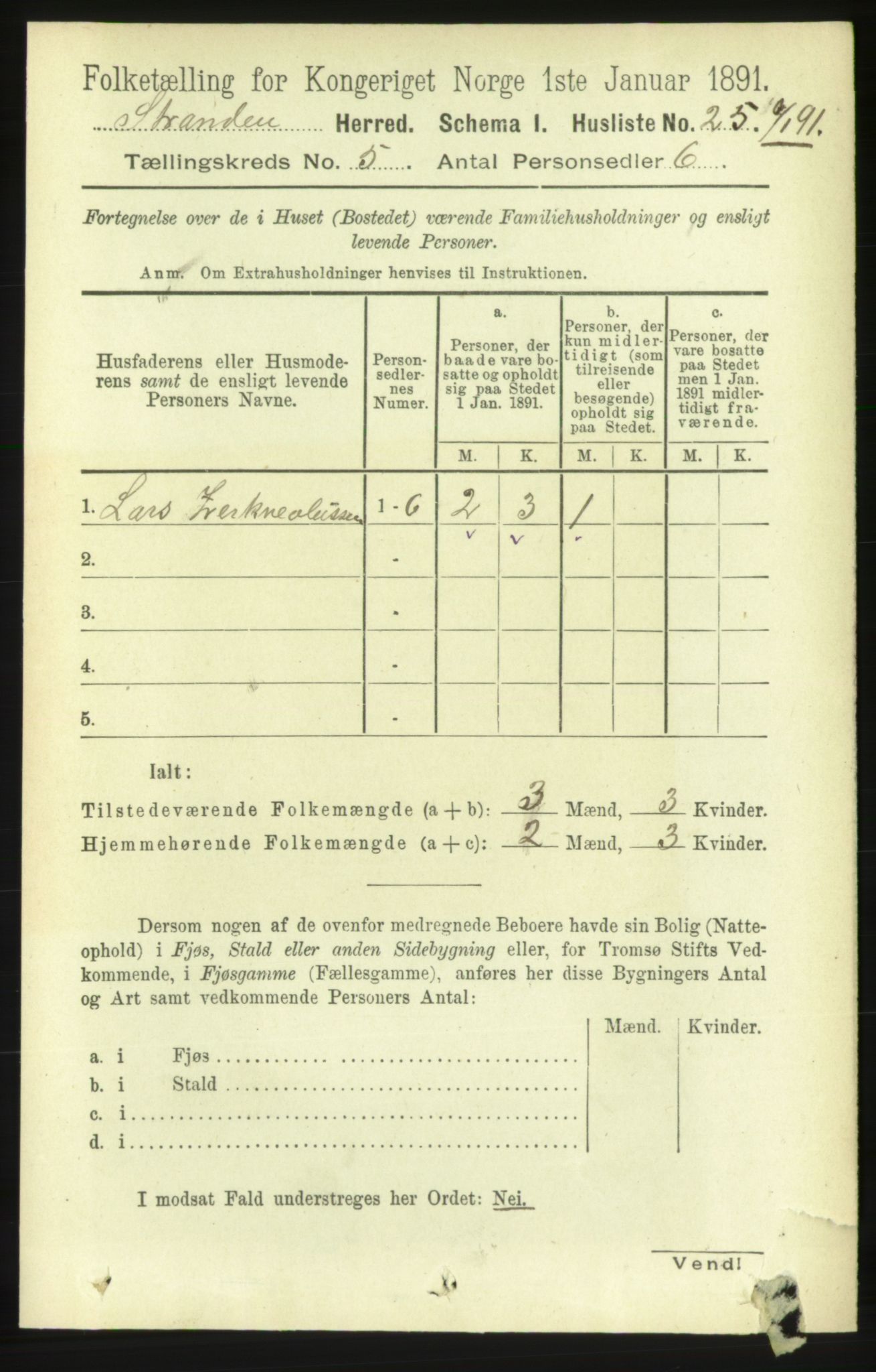 RA, 1891 census for 1525 Stranda, 1891, p. 986