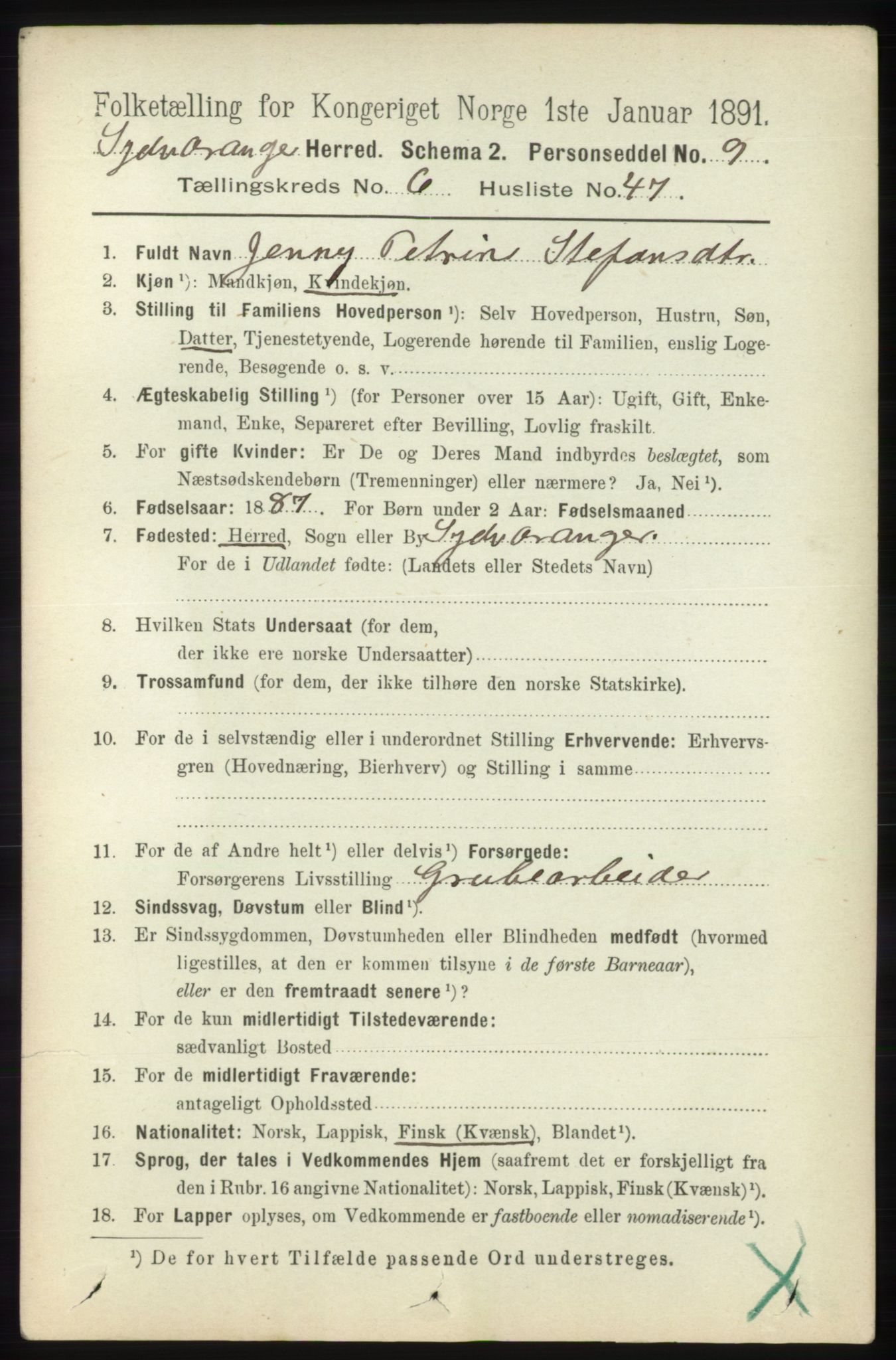 RA, 1891 census for 2030 Sør-Varanger, 1891, p. 2216