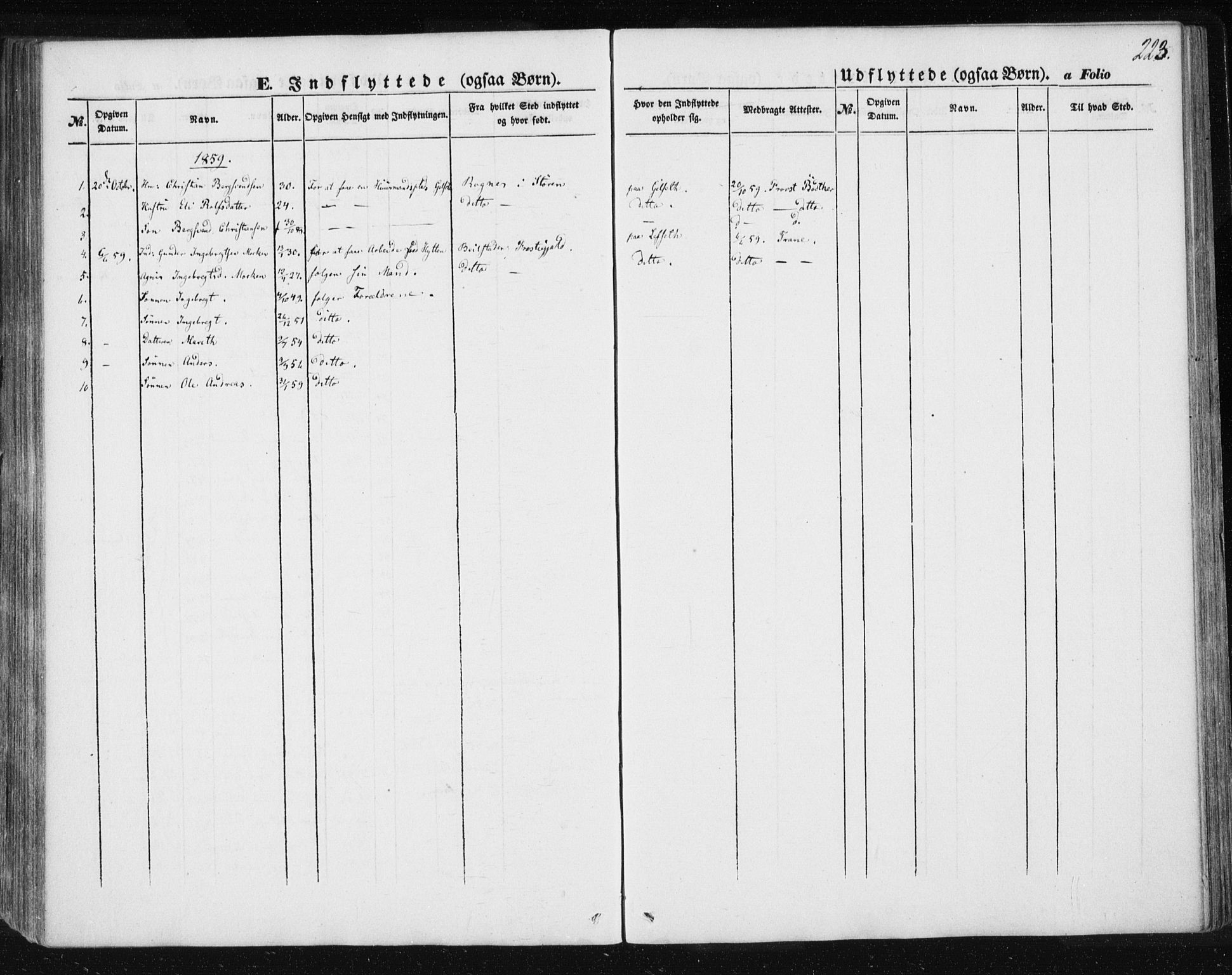 Ministerialprotokoller, klokkerbøker og fødselsregistre - Sør-Trøndelag, SAT/A-1456/685/L0963: Parish register (official) no. 685A06 /1, 1846-1859, p. 223