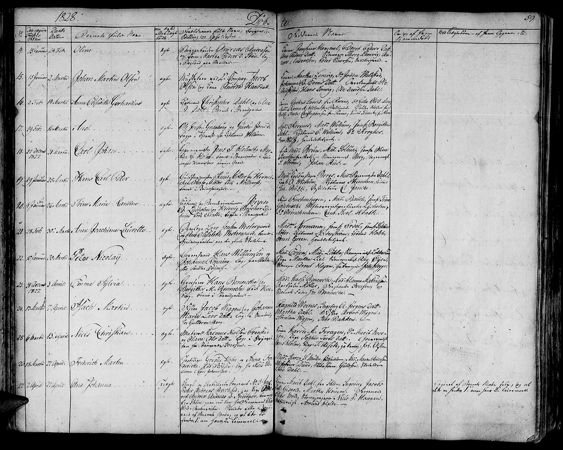 Ministerialprotokoller, klokkerbøker og fødselsregistre - Sør-Trøndelag, SAT/A-1456/602/L0108: Parish register (official) no. 602A06, 1821-1839, p. 59
