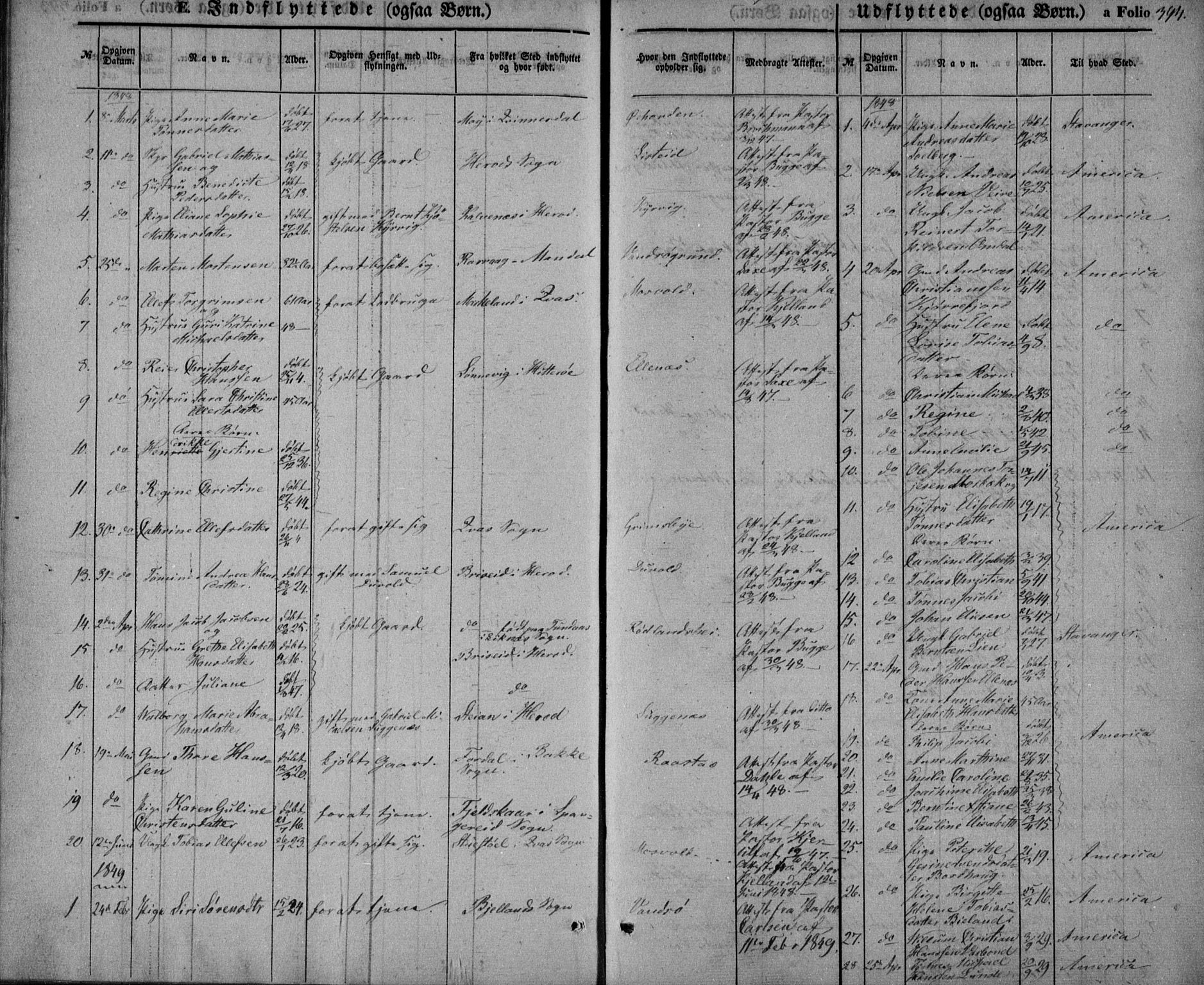Lista sokneprestkontor, SAK/1111-0027/F/Fb/L0002: Parish register (copy) no. B 2, 1847-1862, p. 394