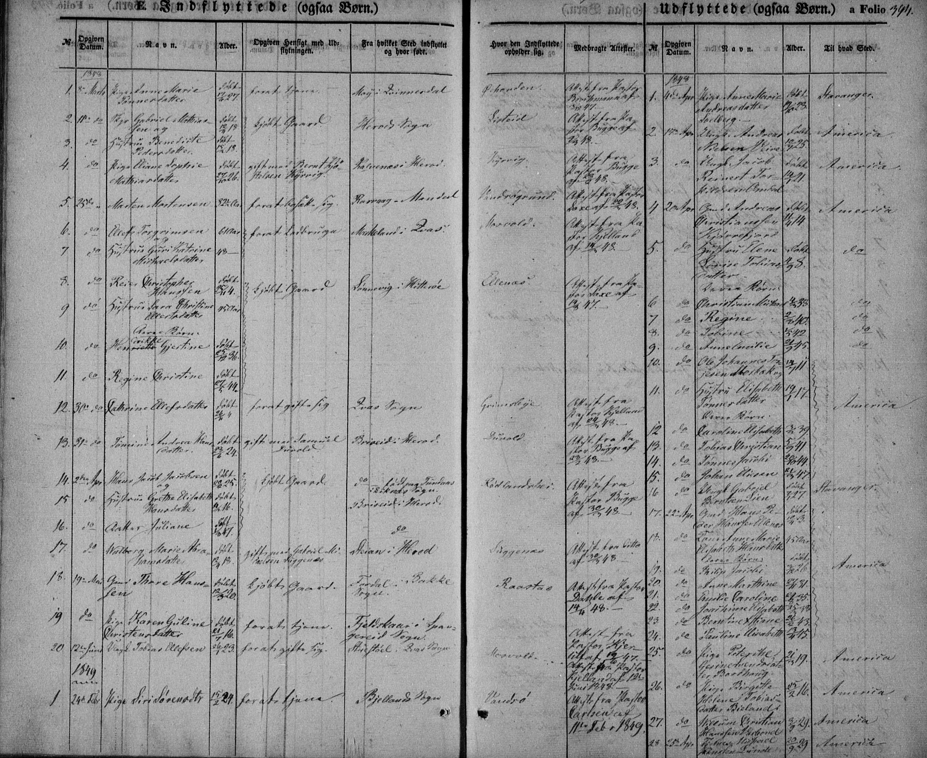 Lista sokneprestkontor, AV/SAK-1111-0027/F/Fb/L0002: Parish register (copy) no. B 2, 1847-1862, p. 394