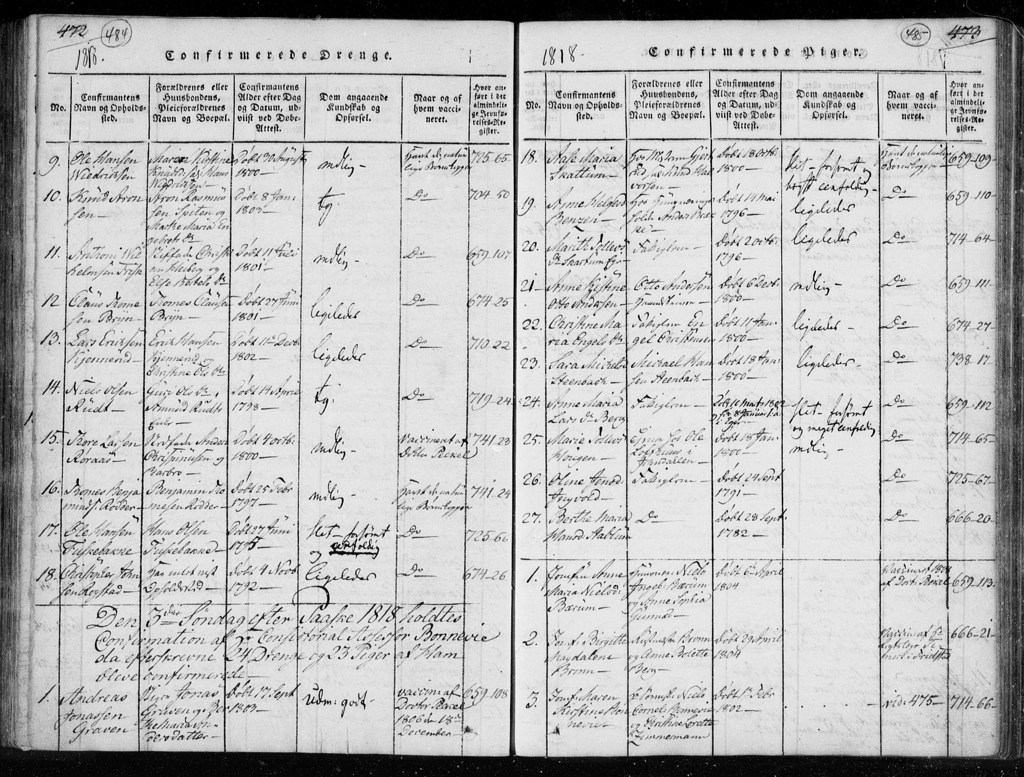 Kongsberg kirkebøker, SAKO/A-22/F/Fa/L0008: Parish register (official) no. I 8, 1816-1839, p. 484-485