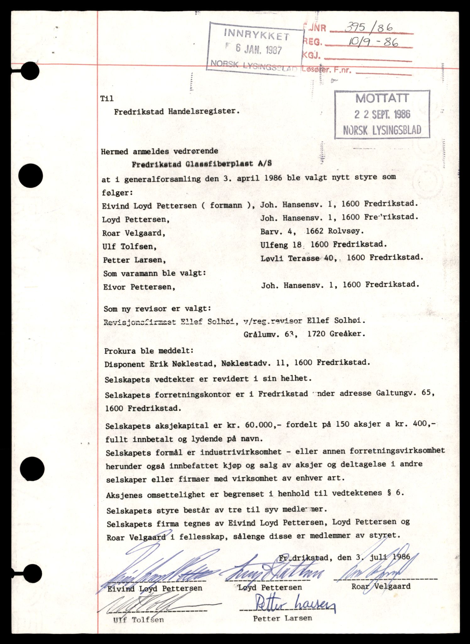 Fredrikstad tingrett, AV/SAT-A-10473/K/Kb/Kbb/L0016: Enkeltmannsforetak, aksjeselskap og andelslag, Fredrikstad G-Fredrikstad P, 1944-1990, p. 3