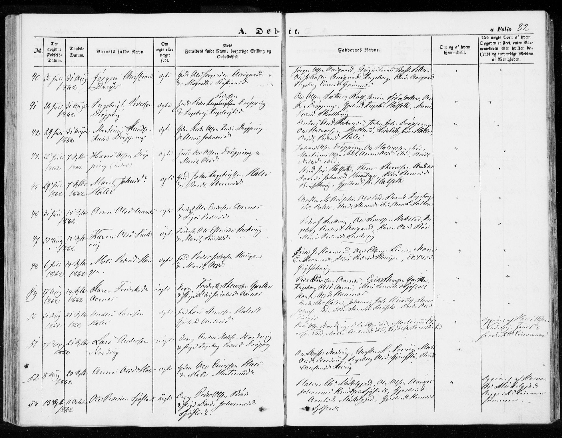 Ministerialprotokoller, klokkerbøker og fødselsregistre - Møre og Romsdal, SAT/A-1454/592/L1026: Parish register (official) no. 592A04, 1849-1867, p. 82
