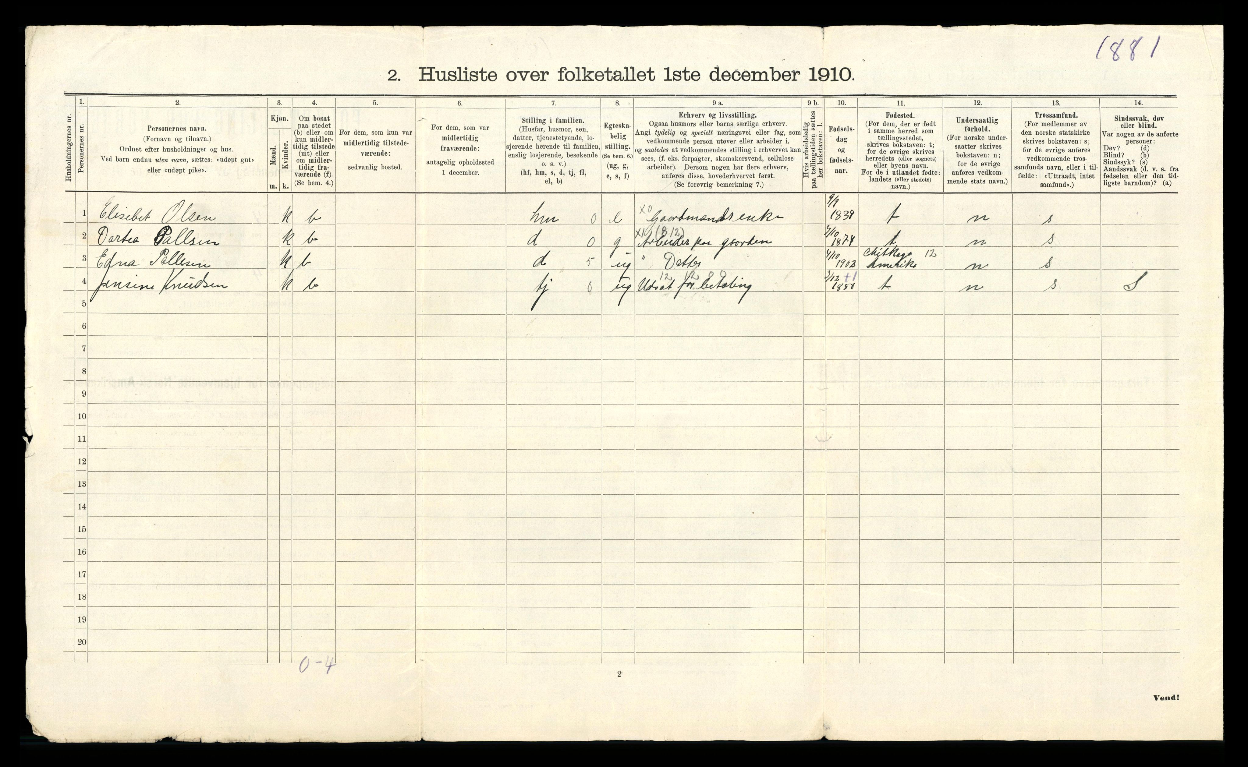 RA, 1910 census for Håland, 1910, p. 42