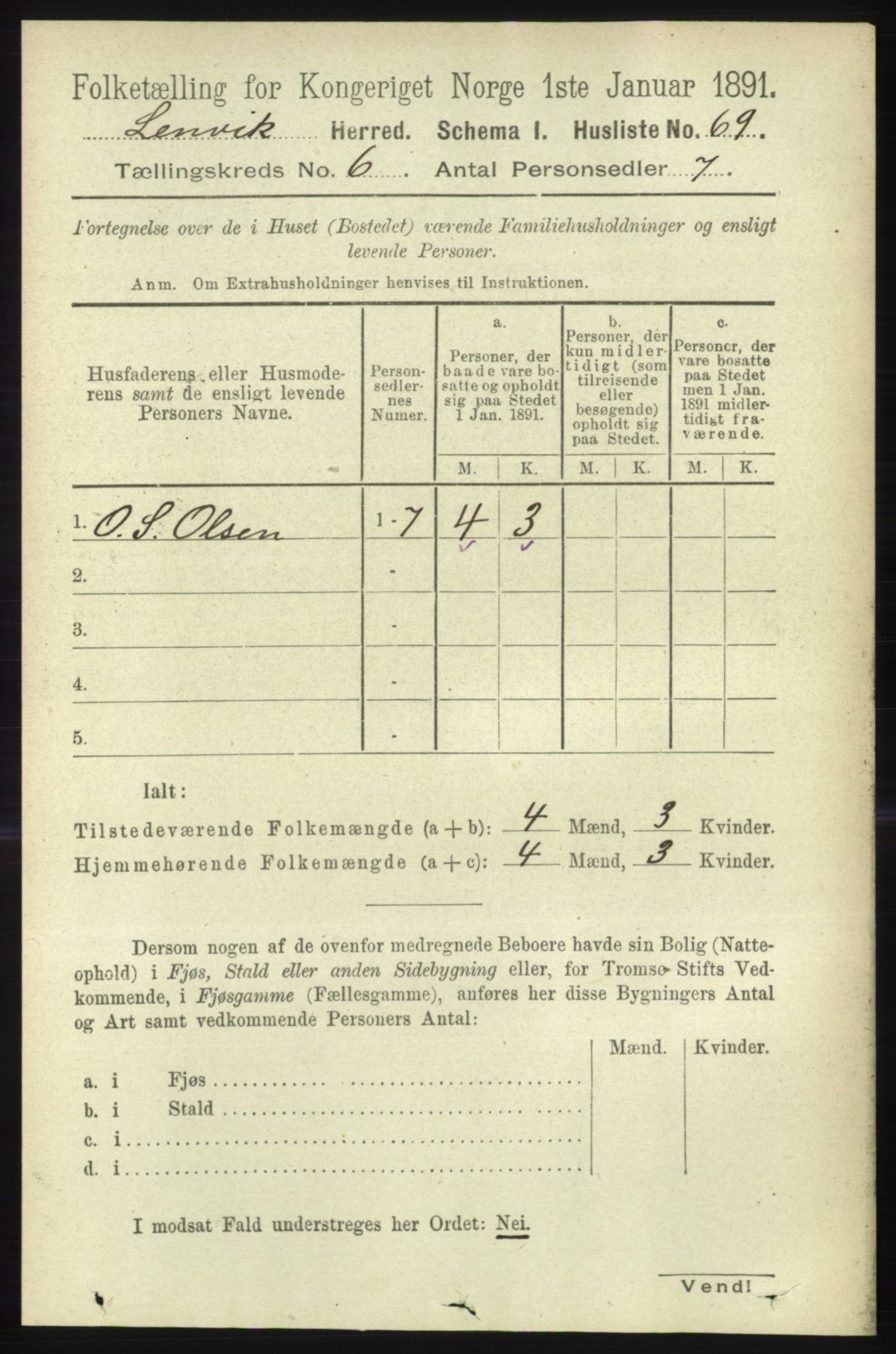 RA, 1891 census for 1931 Lenvik, 1891, p. 3234