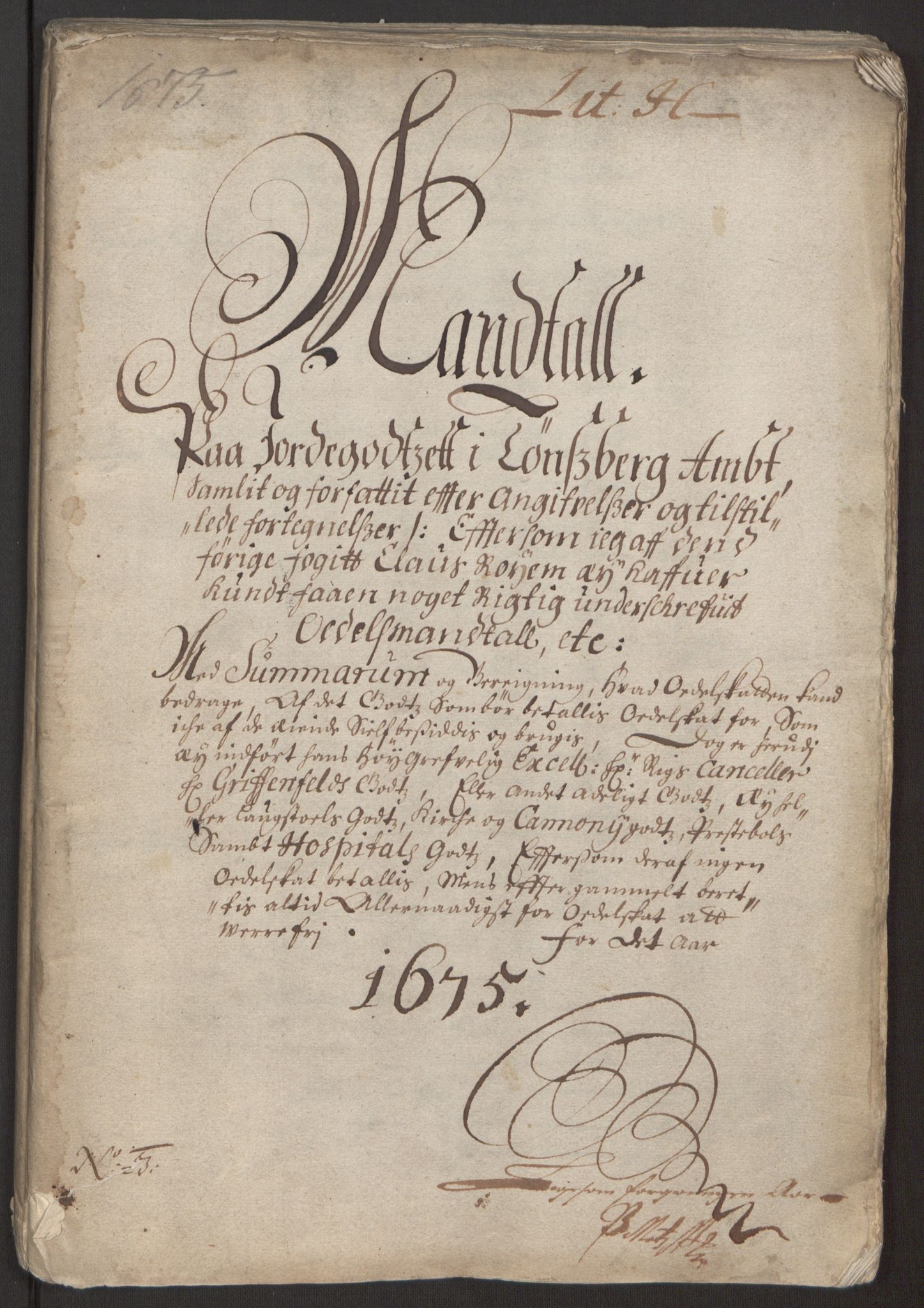 Rentekammeret inntil 1814, Reviderte regnskaper, Fogderegnskap, RA/EA-4092/R32/L1843: Fogderegnskap Jarlsberg grevskap, 1674-1675, p. 197