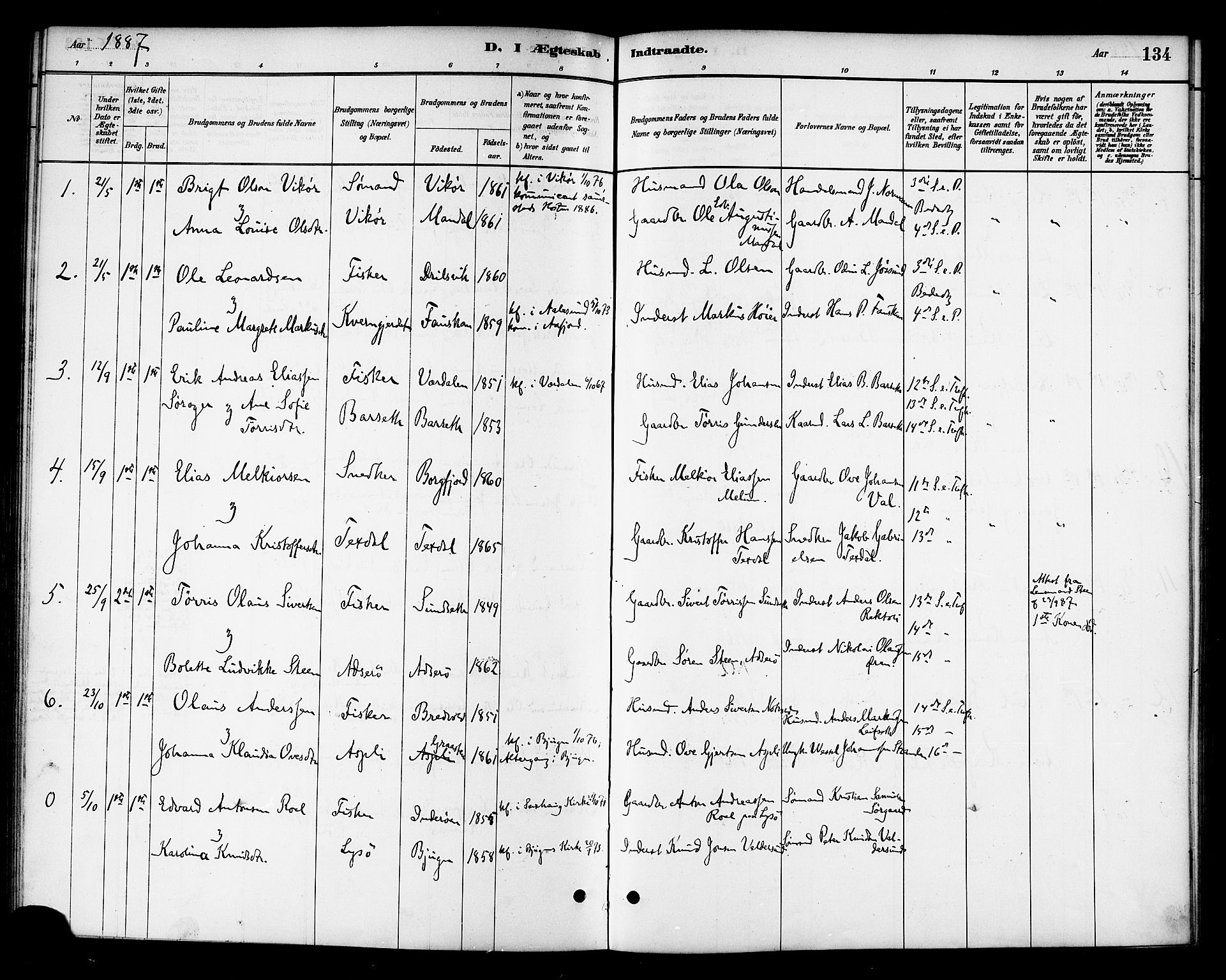 Ministerialprotokoller, klokkerbøker og fødselsregistre - Sør-Trøndelag, SAT/A-1456/654/L0663: Parish register (official) no. 654A01, 1880-1894, p. 134