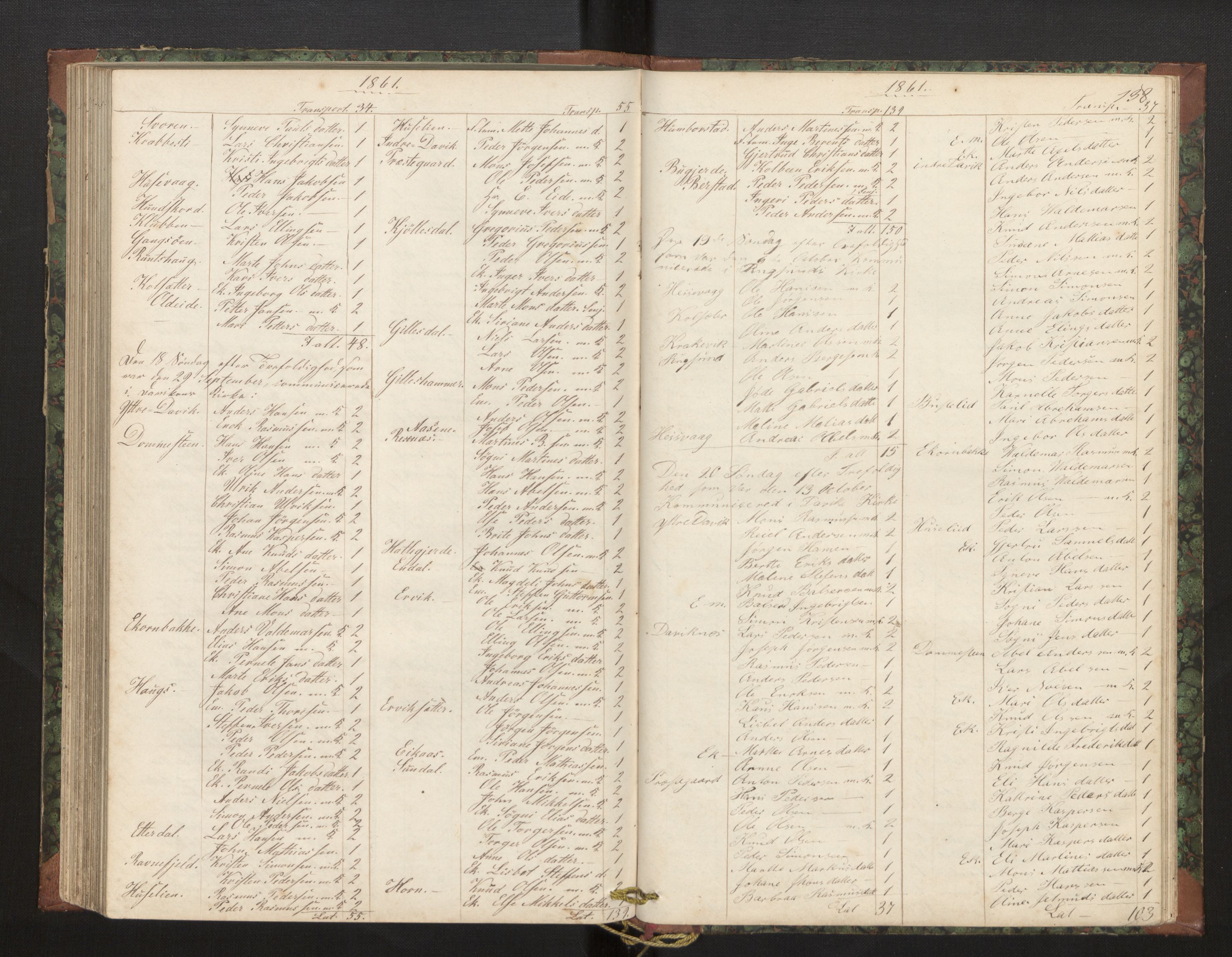 Davik sokneprestembete, AV/SAB-A-79701/H/Hb/Hba/L0002: Communicants register no. 2, 1851-1862, p. 138