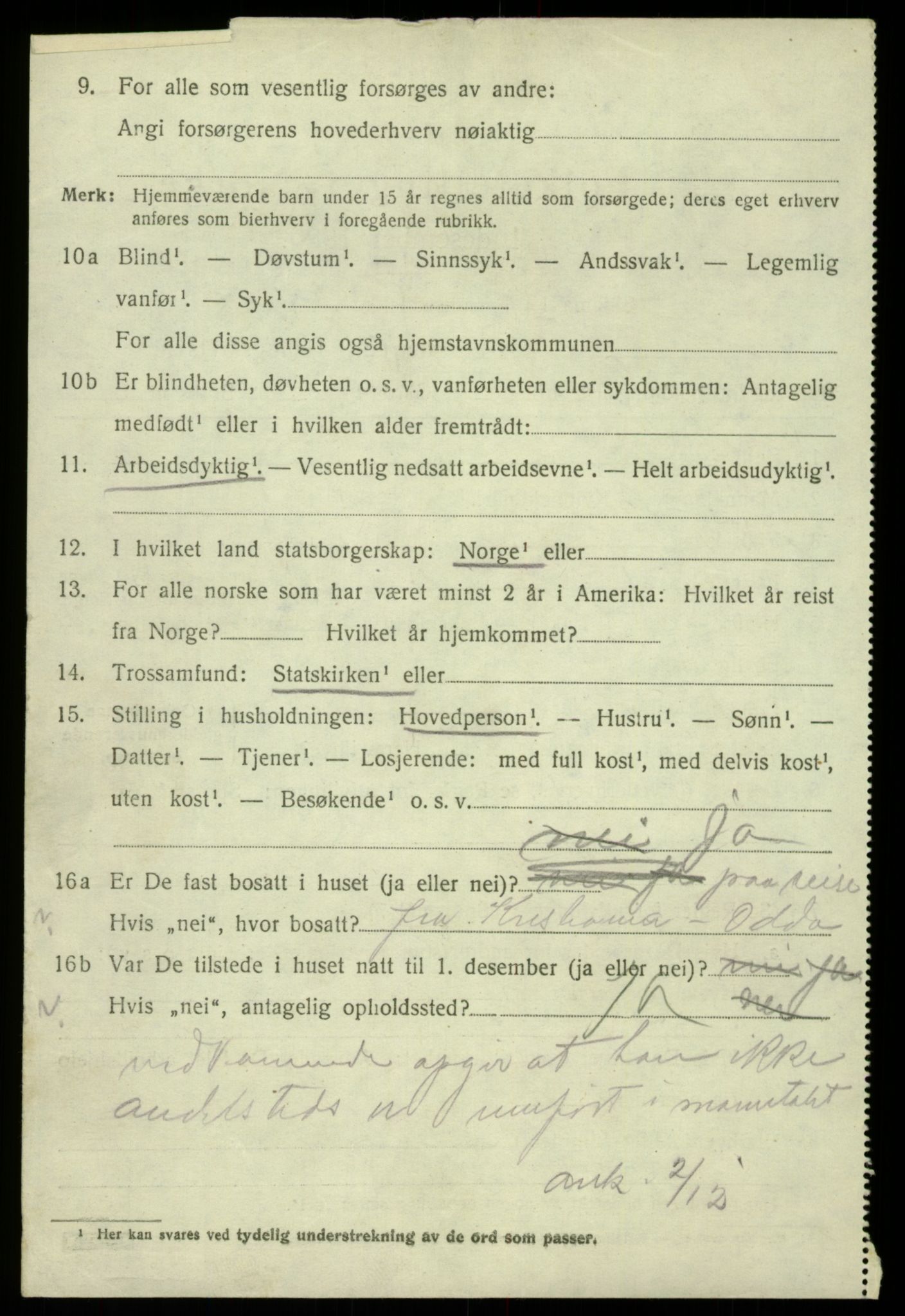 SAB, 1920 census for Odda, 1920, p. 3386