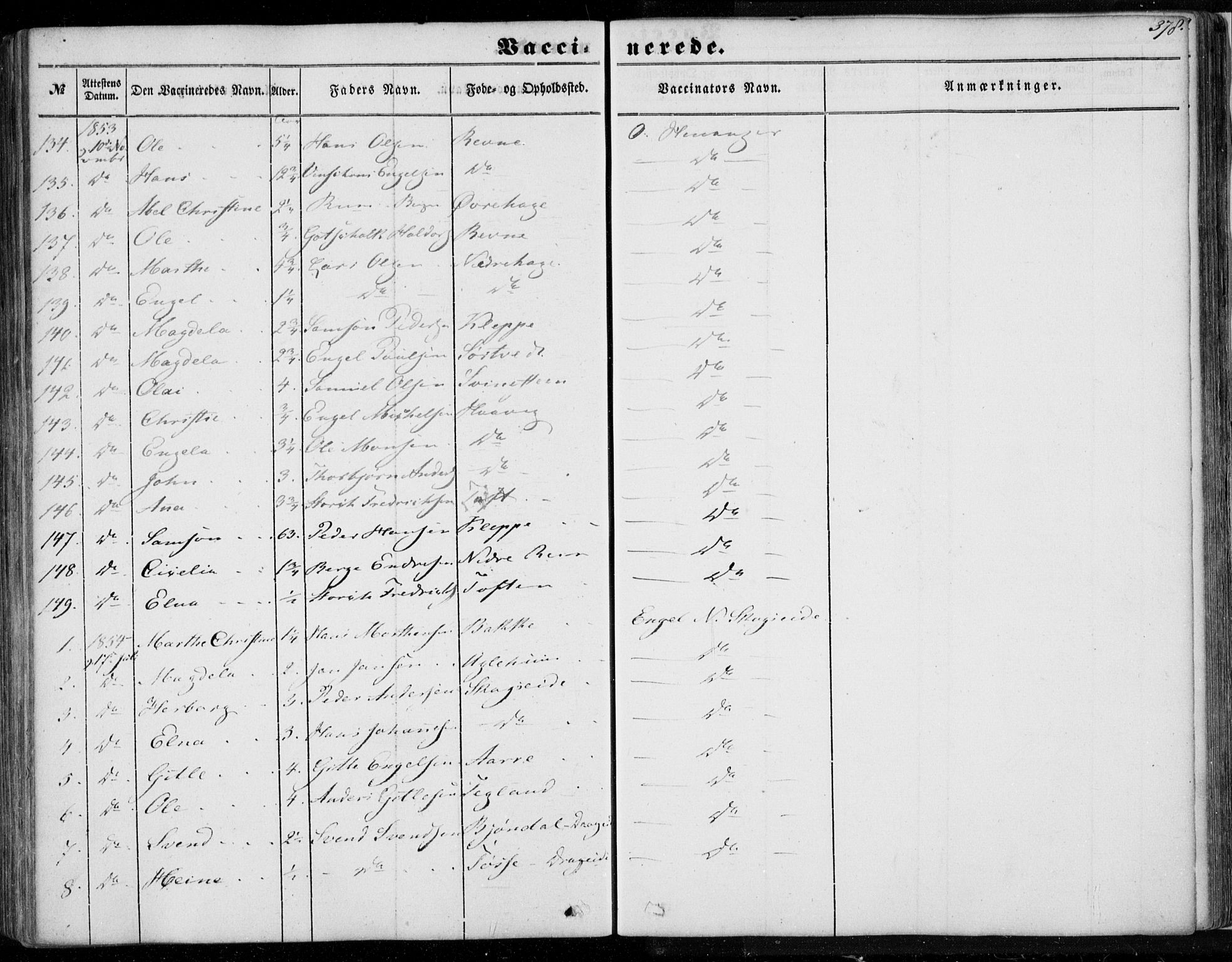 Os sokneprestembete, AV/SAB-A-99929: Parish register (official) no. A 16, 1851-1859, p. 378