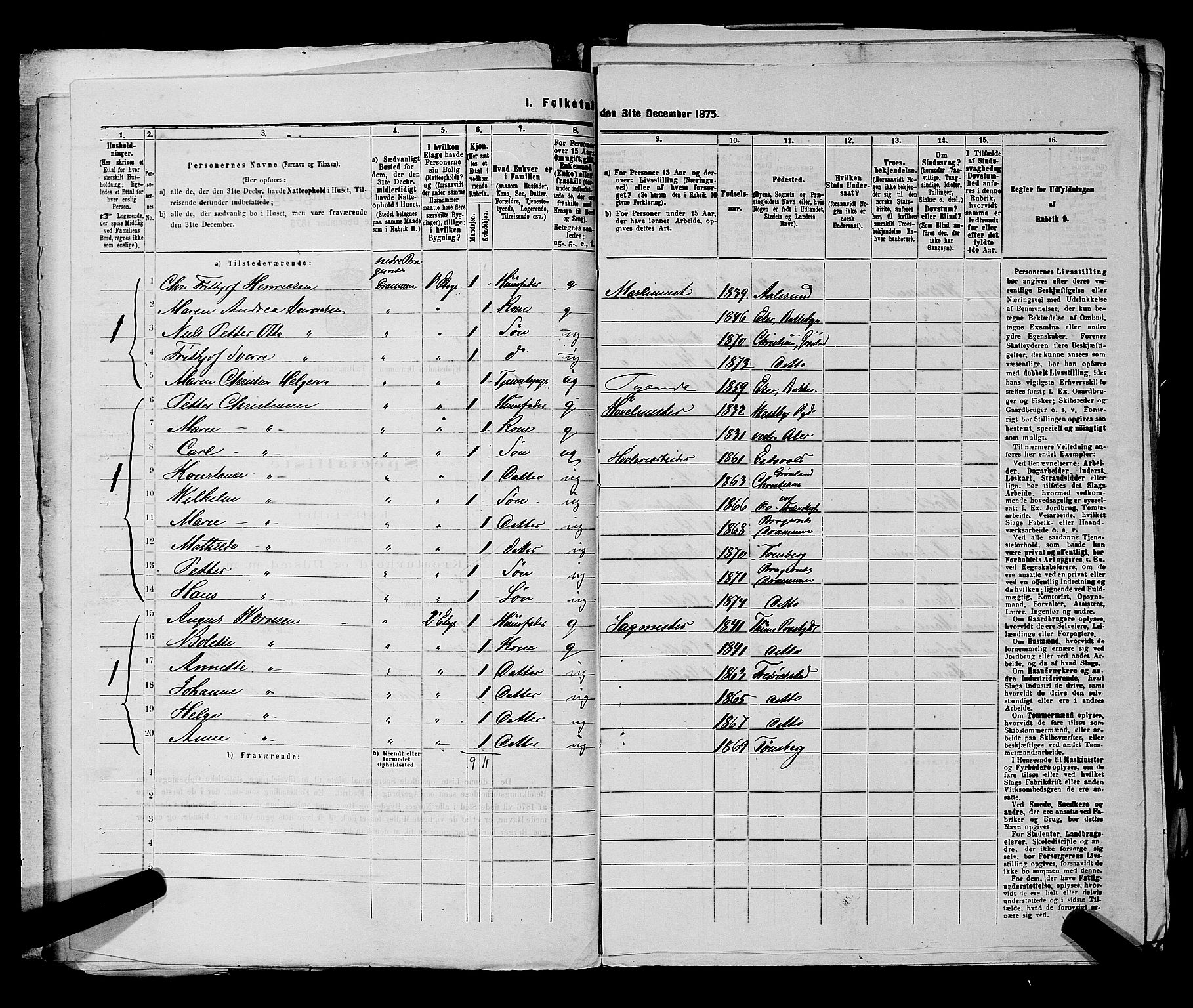 SAKO, 1875 census for 0602 Drammen, 1875, p. 1862