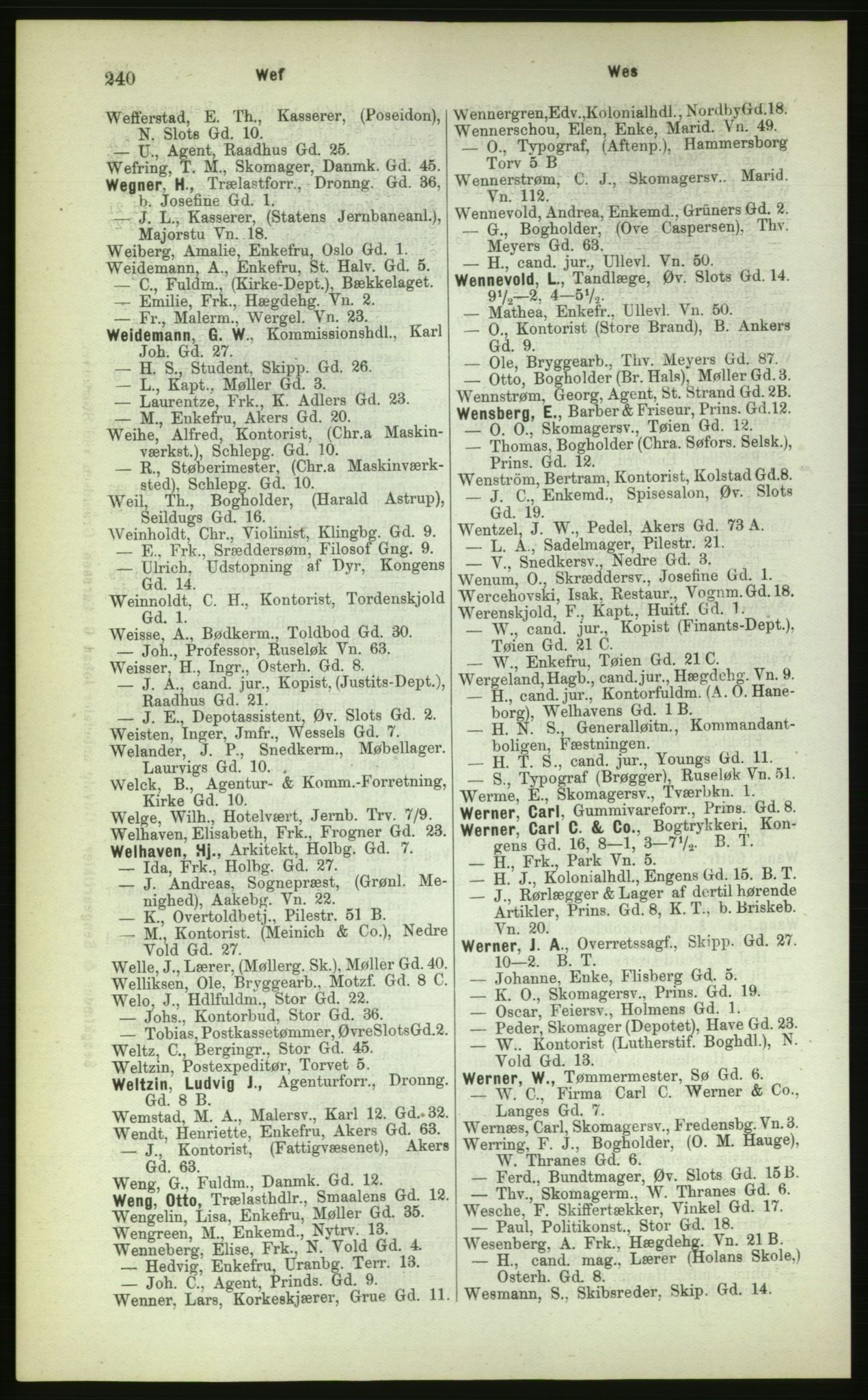 Kristiania/Oslo adressebok, PUBL/-, 1883, p. 240