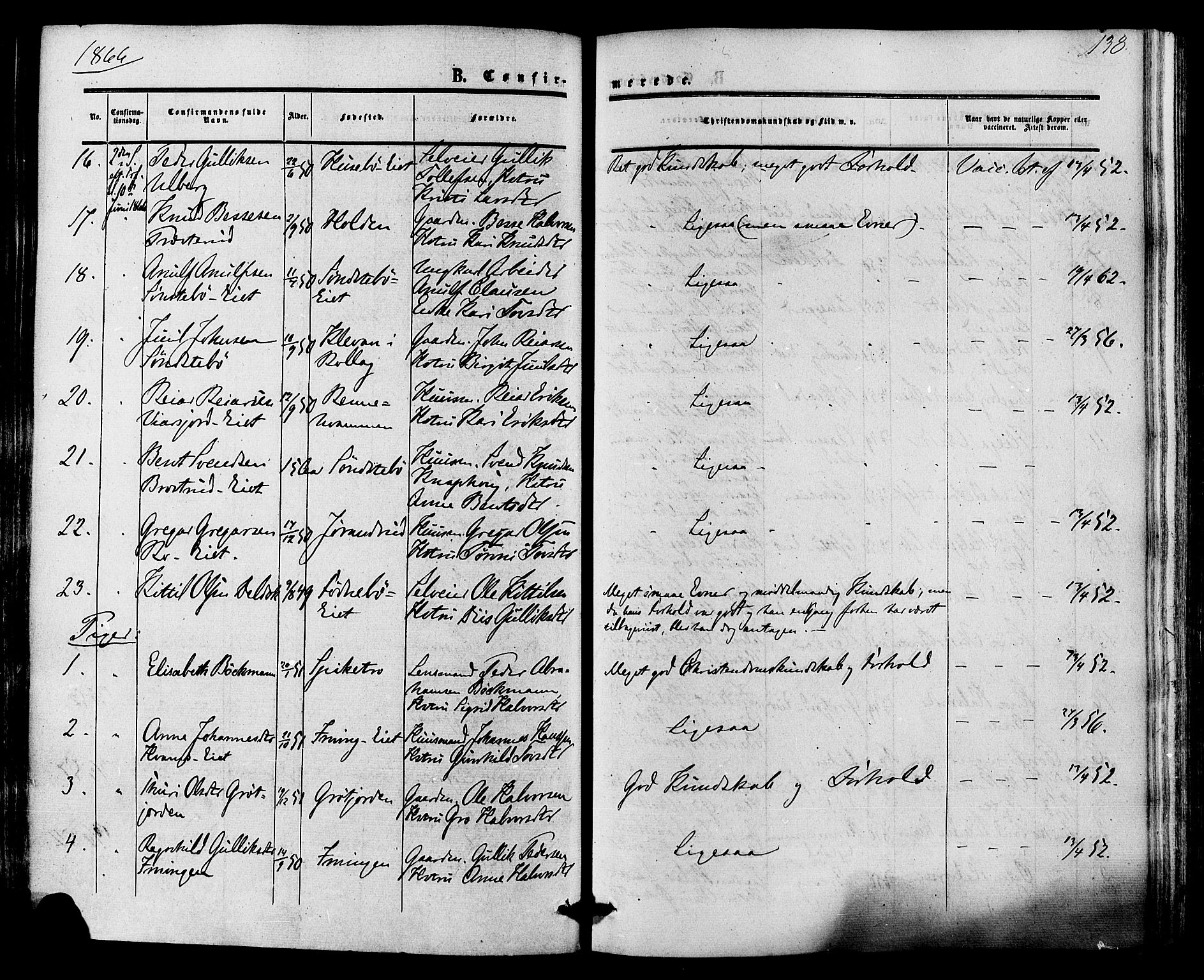 Nore kirkebøker, AV/SAKO-A-238/F/Fa/L0003: Parish register (official) no. I 3, 1858-1866, p. 138